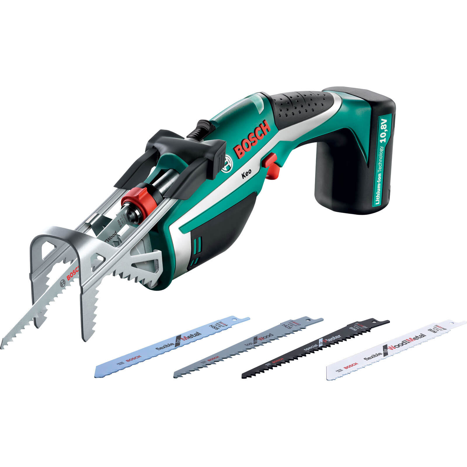 Image of Bosch KEO 108v Cordless Reciprocating Garden Pruning Kit Saw with Integral Lithium Ion Battery 13ah