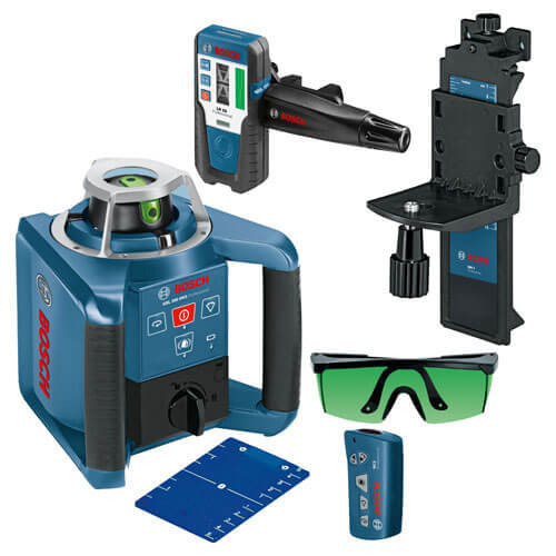 Image of Bosch GRL 300HVG Self Levelling Rotating Laser Level with 3 Piece Accessory Set