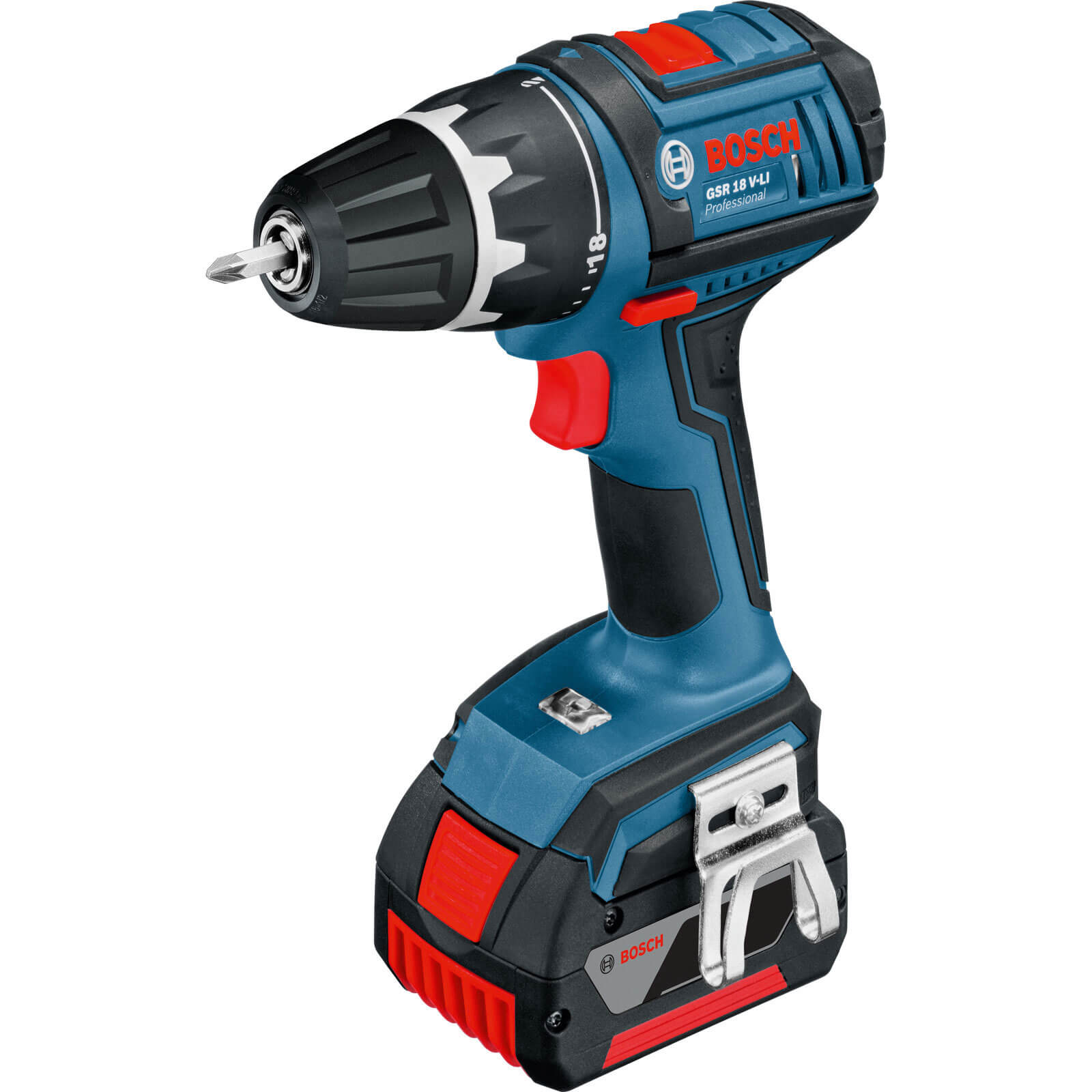 Image of Bosch GSR 18 VLI 18v 2 Speed Cordless Drill Driver with L Boxx and 2 Lithium Ion Batteries 13ah