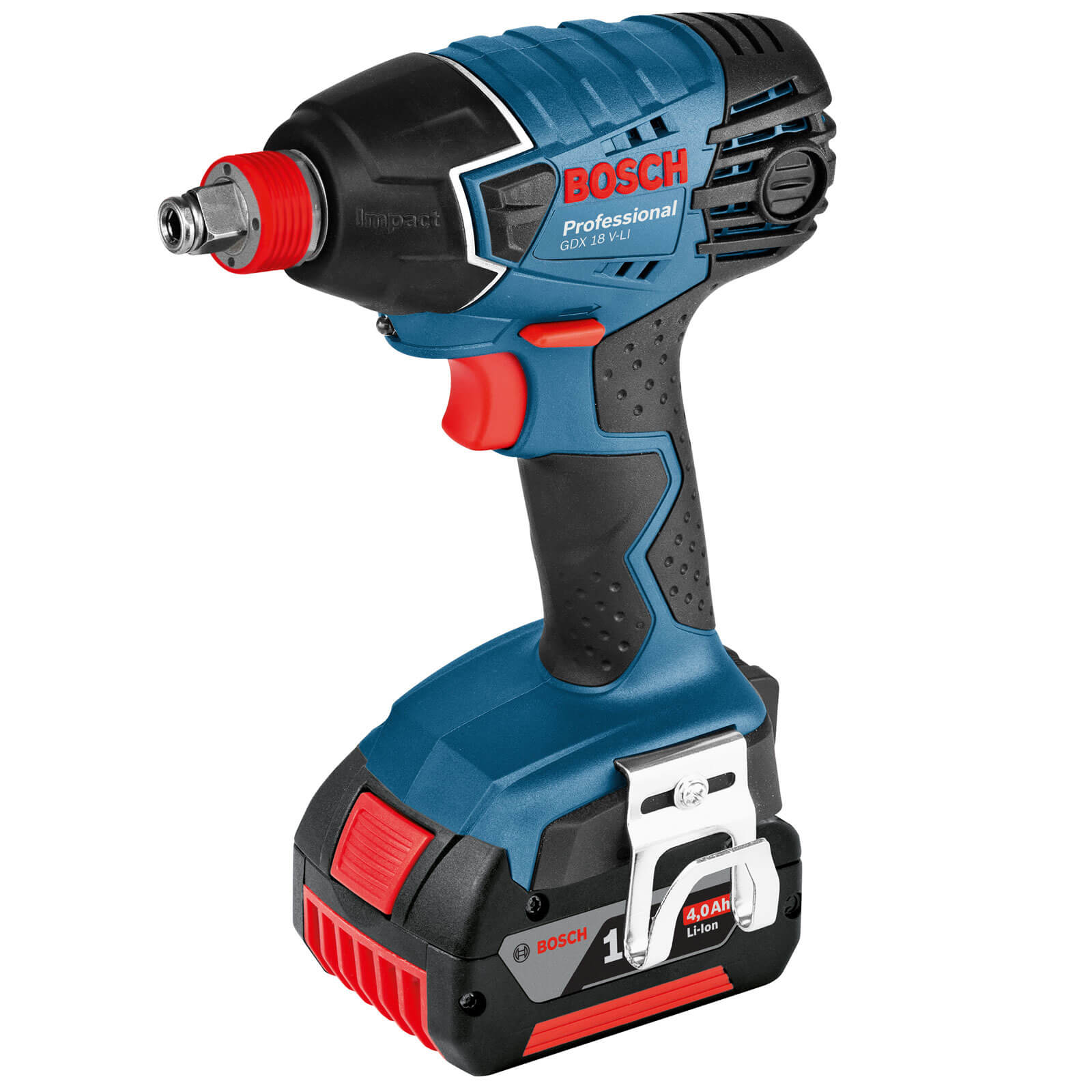 Image of Bosch GDX 18 VLI 18v Cordless Impact Wrench Driver with L Boxx and 2 Lithium Ion Batteries 4ah