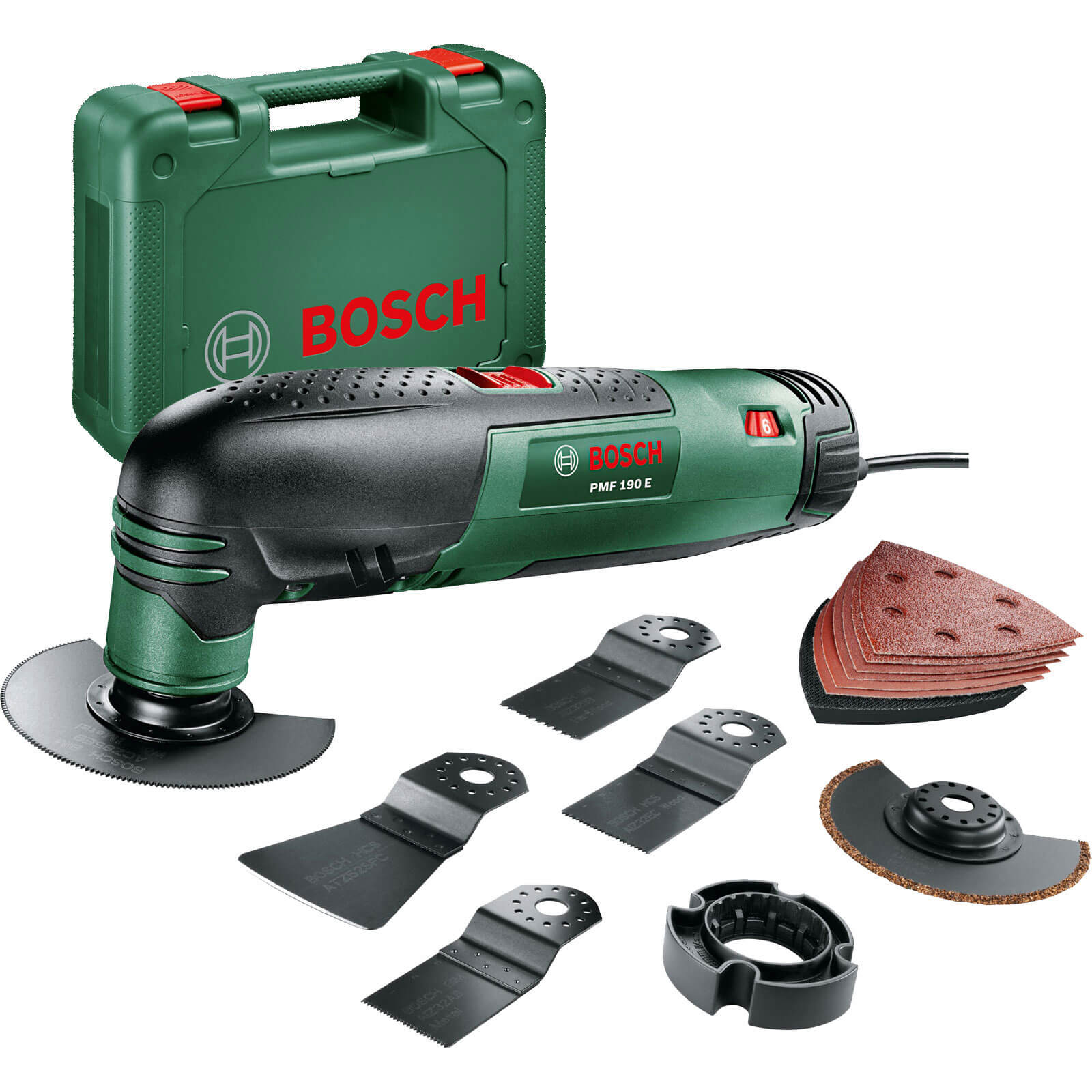 Image of Bosch PMF 190E SET All Rounder 3 In 1 Multi Tool Cuts Saws Sands 190w 240v with 106 Worth of Accessories