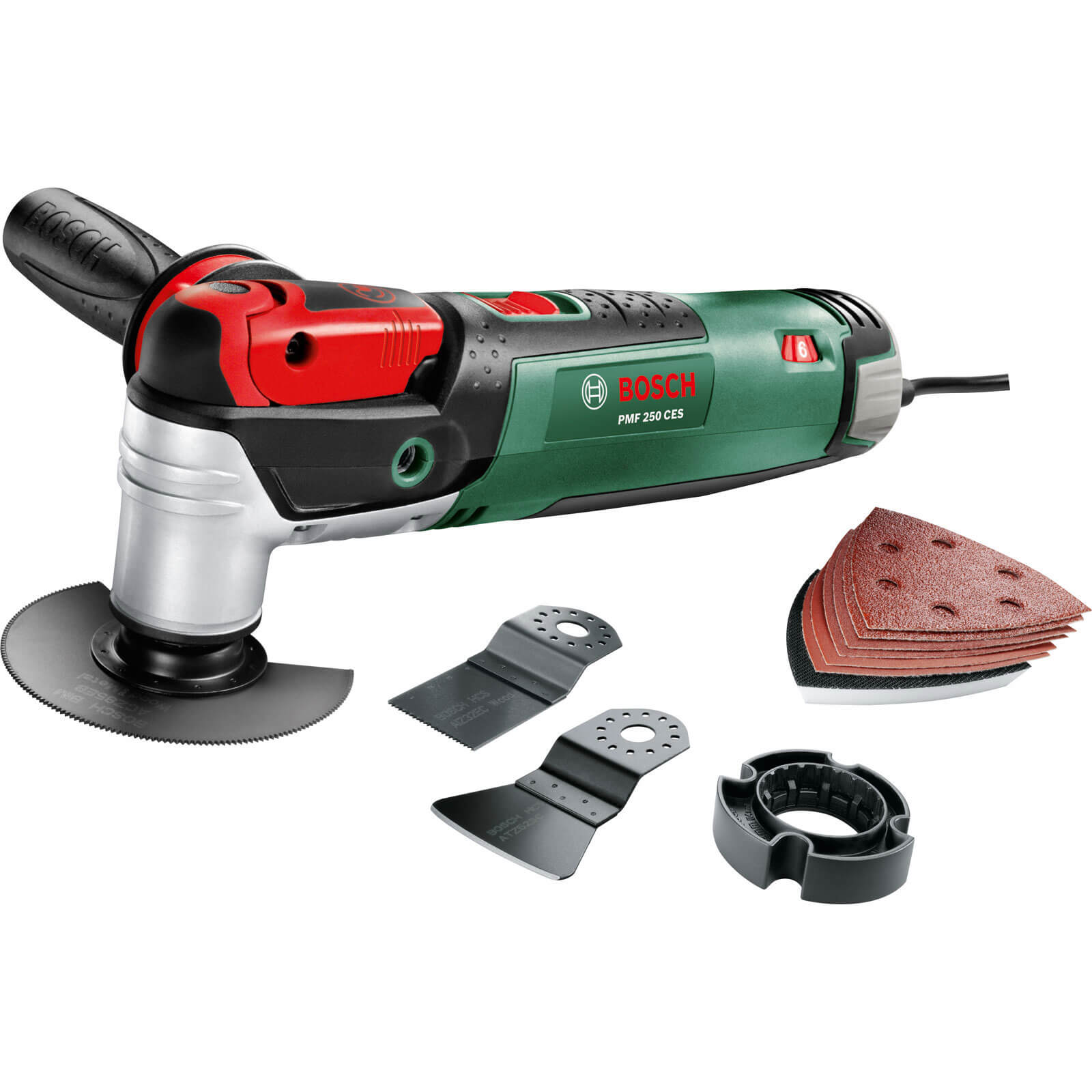 Image of Bosch PMF 250 CES All Rounder 3 In 1 Multi Tool Cuts Saws Sands 250w 240v