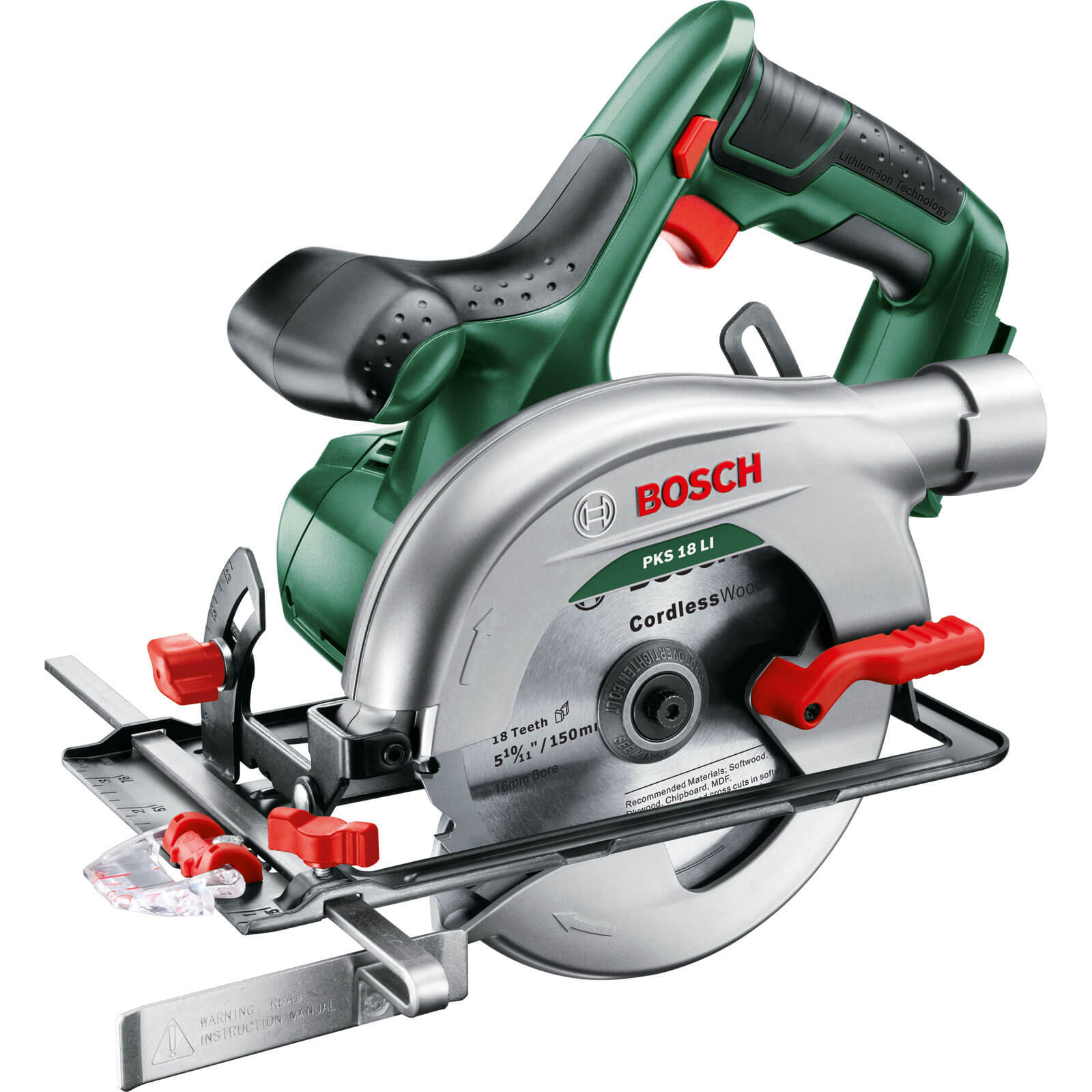 Image of Bosch POWER4ALL PKS 18 LI 18v Cordless Circular Saw 150mm Blade without Battery or Charger