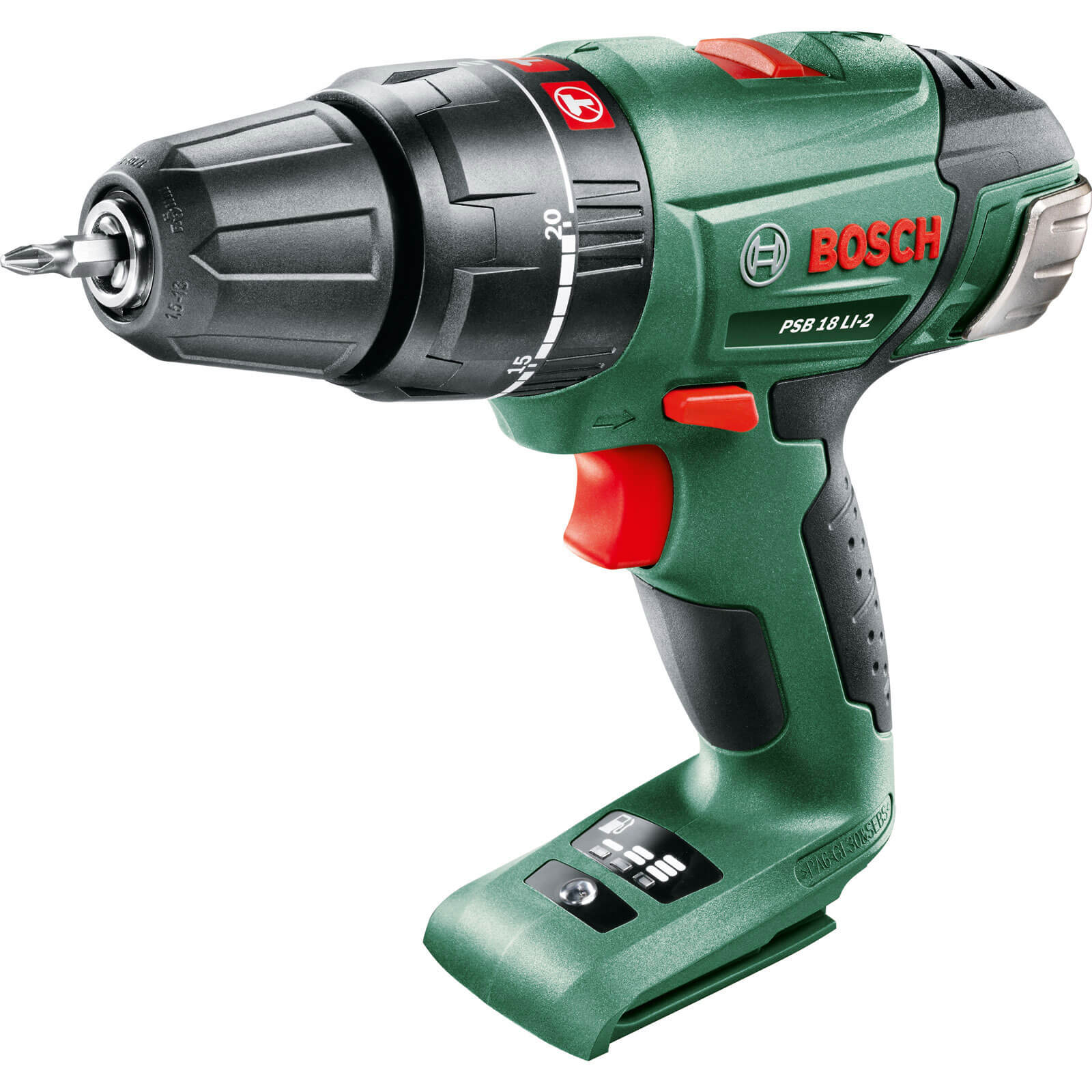 Image of Bosch POWER4ALL PSB 18 LI2 18v Cordless 2 Speed Combi Drill without Battery or Charger