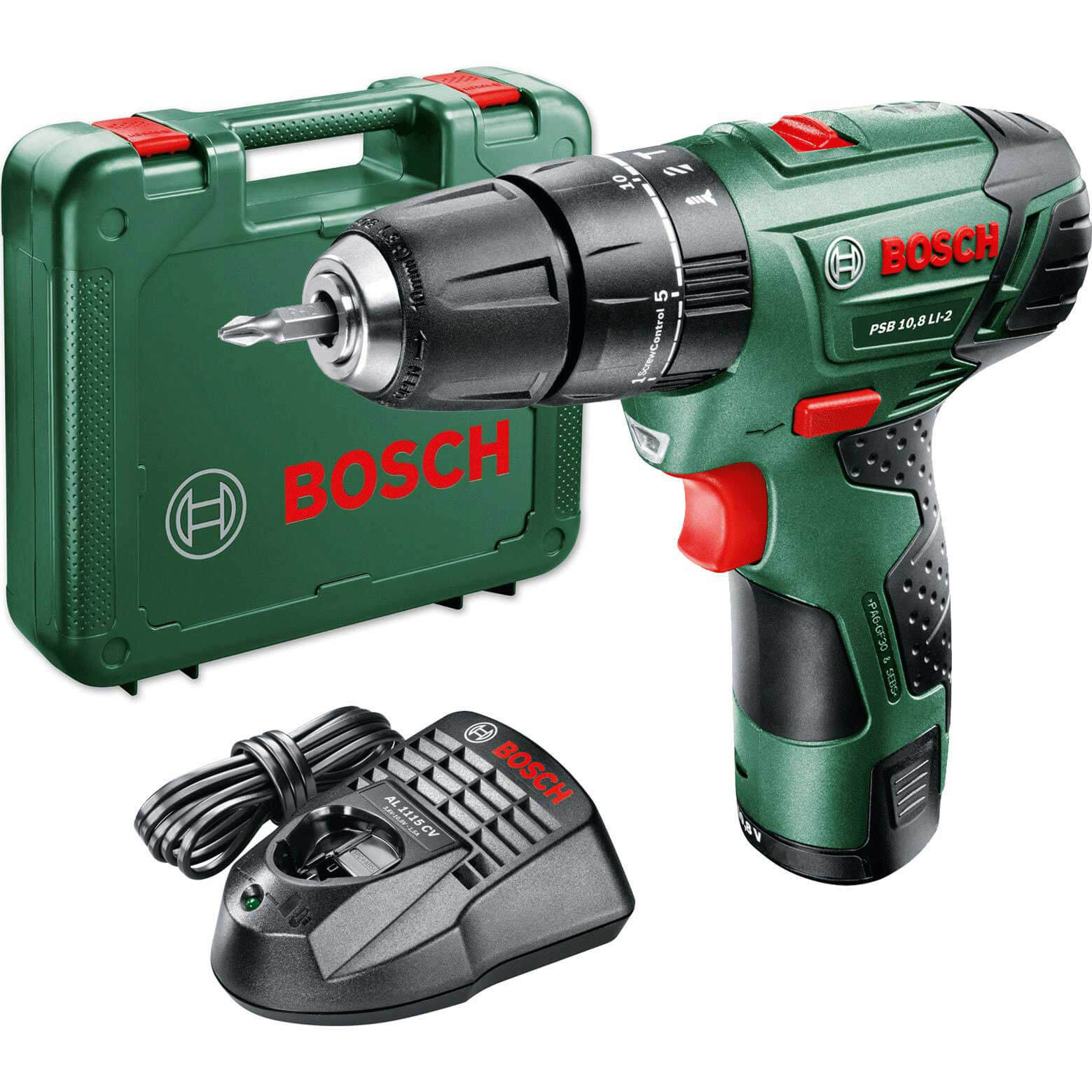 Image of Bosch POWER4ALL PSB 108 LI2 108v Cordless 2 Speed Combi Drill with 1 Lithium Ion Battery 2ah