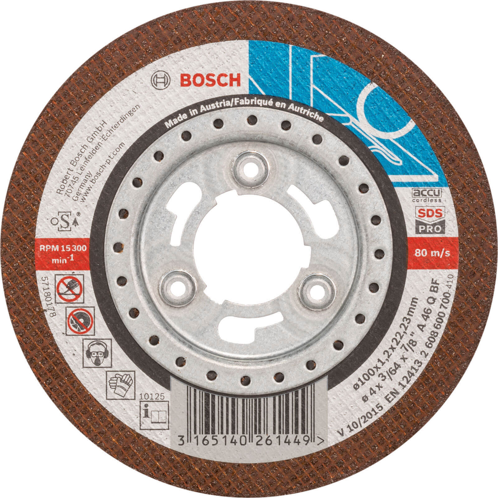 Image of Bosch SDS Fitting Metal Cutting Disc 100mm x 12mm for Angle Grinders