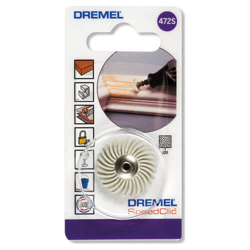 Image of Dremel 472S EZ SpeedClic 25mm Detail Abrasive Brush Medium 120 Grit for Dremel Rotary Multi Tools