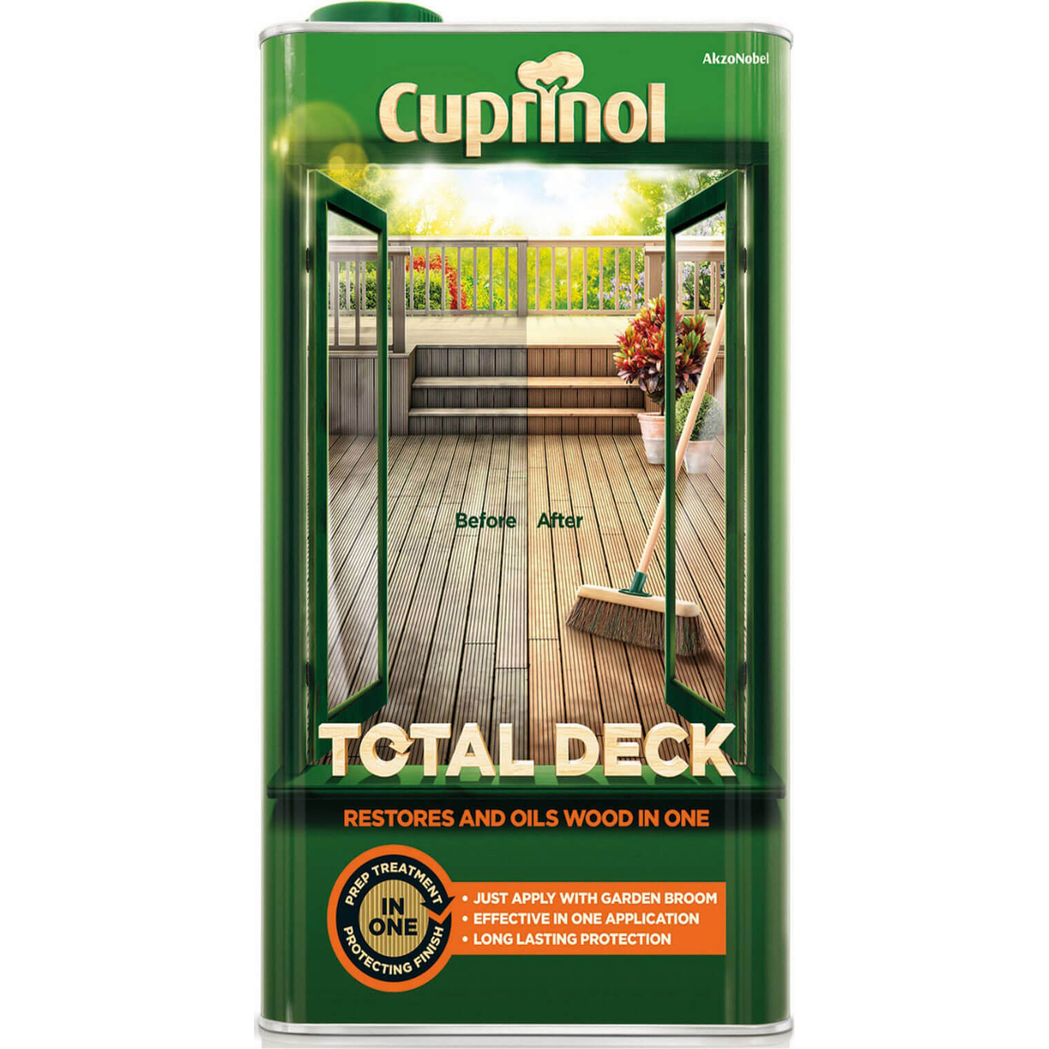 Image of Cuprinol Total Decking Oil and Wood Restorer Clear 5 Litres