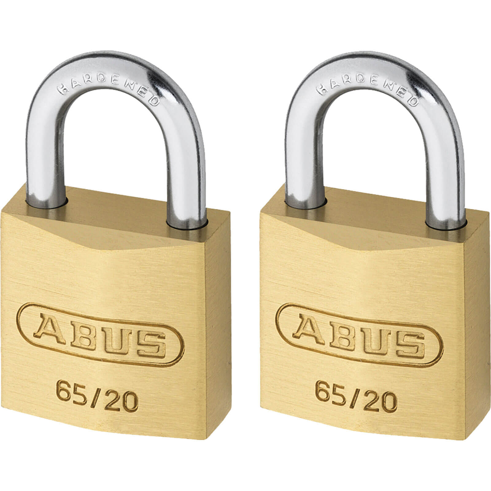 Image of Abus 20mm 65 Series Compact Brass Padlocks Pack of 2 Keyed Alike