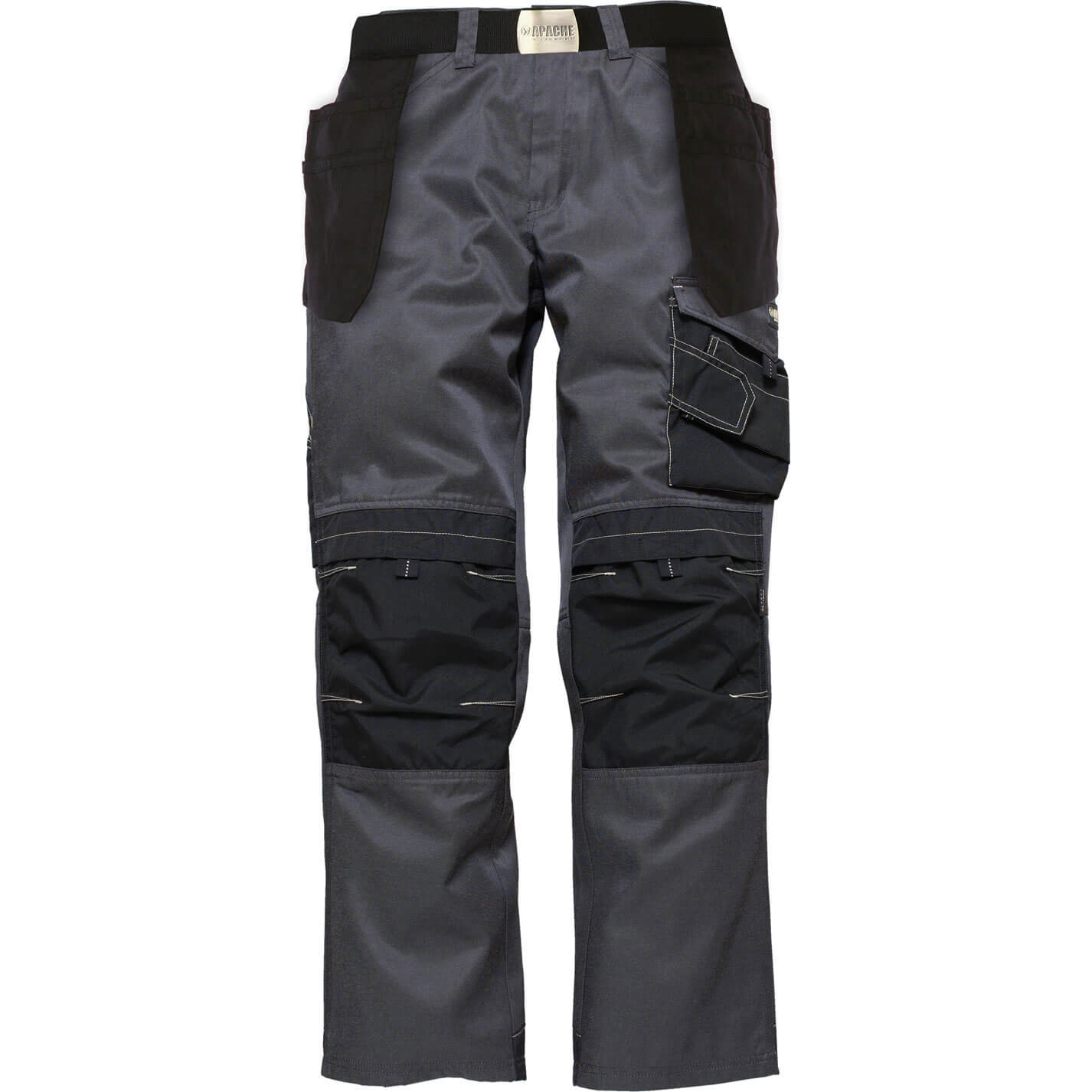 Image of Apache Mens Pro Twill Work Trousers Grey Black Waist 36 Leg 29