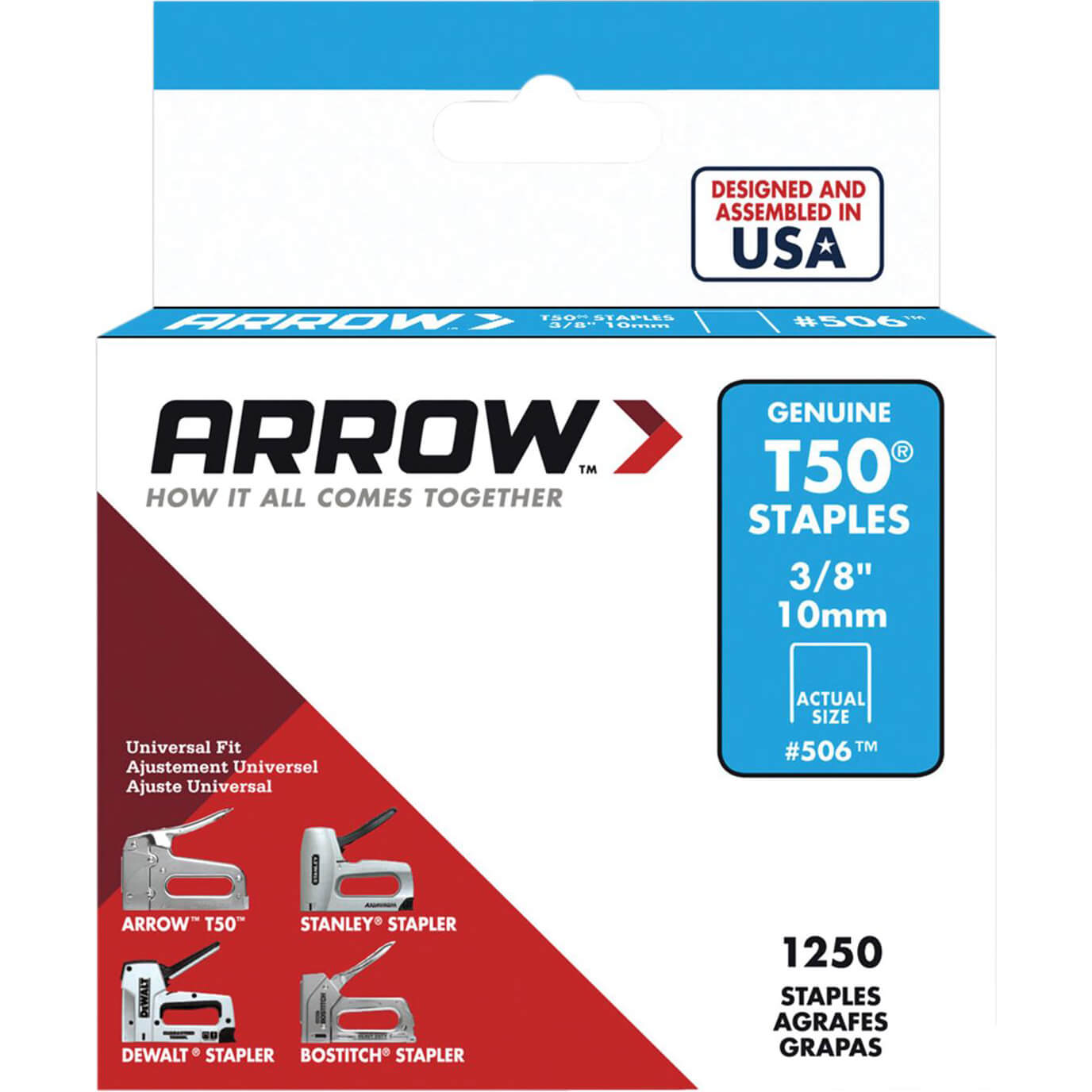 Image of Arrow T50 Staples 10mm 38 Pack of 1250