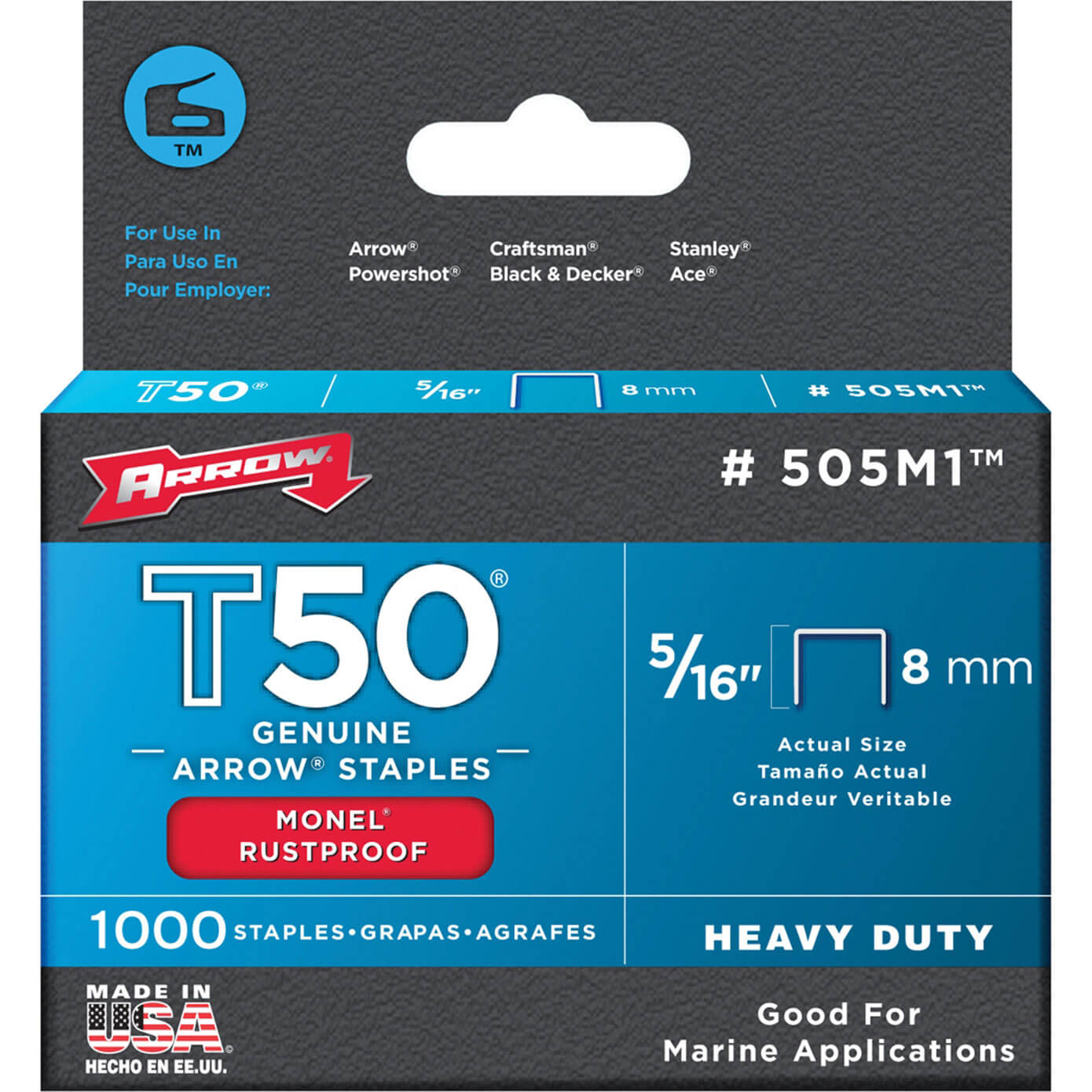 Image of Arrow T50M 508M Monel Staples 12mm 12 Pack of 1000