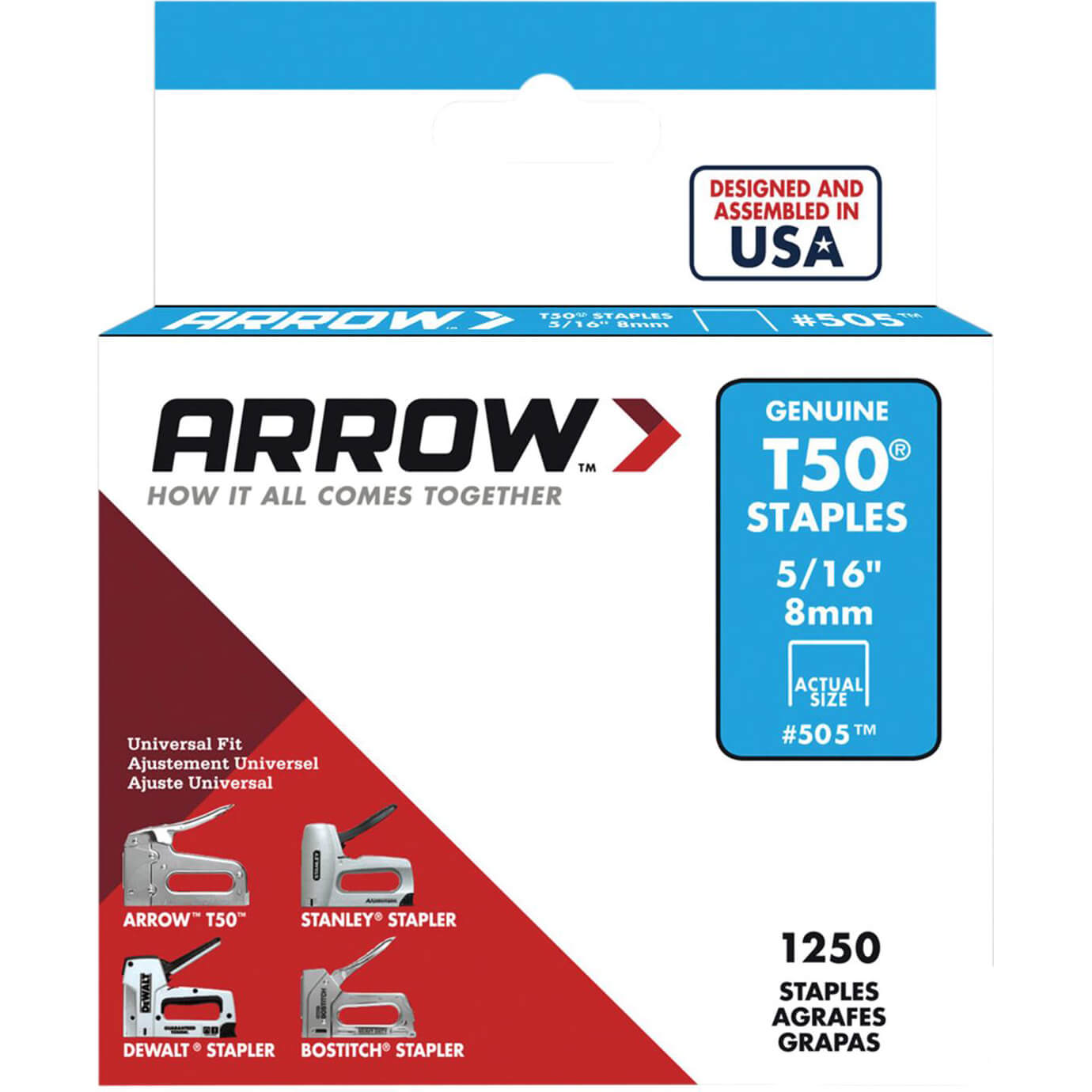 Image of Arrow T50 Staples 8mm 516 Pack of 1250