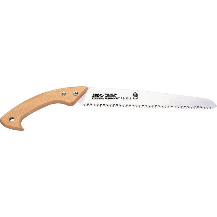 Image of ARS PS32LL Pruning Saw with Wood Grip Handle and 320mm Turbocut Straight Blade Overall 550mm Long