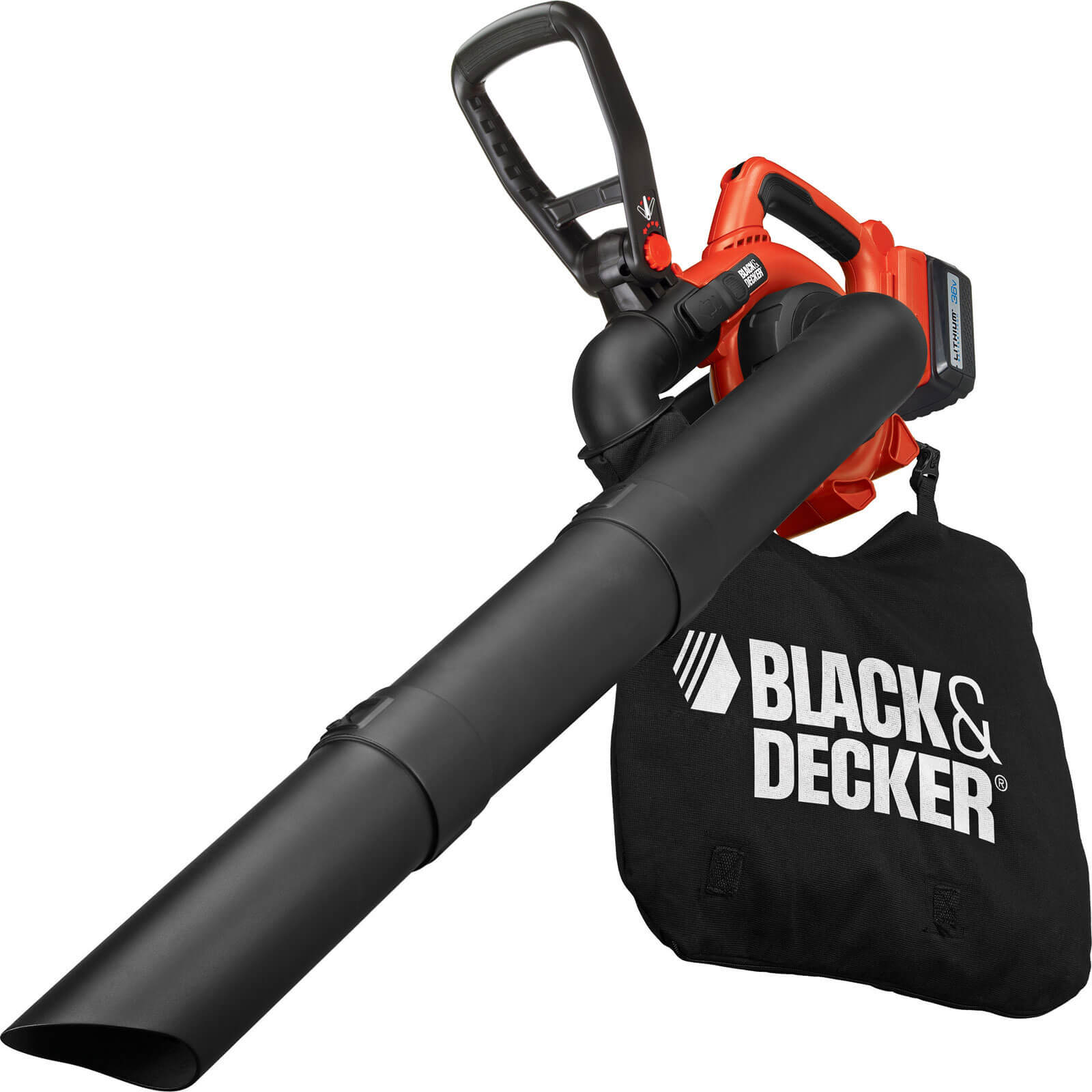 Image of Black and Decker GWC3600L20 36v Cordless Garden Vacuum and Leaf Blower with 1 Lithium Ion Battery 2ah