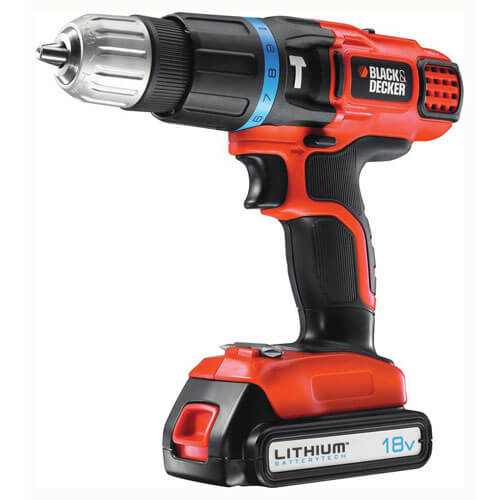 Image of Black and Decker EGBL188K 18v Cordless 2 Speed Combi Drill with 1 Lithium Ion Battery 13ah in Kitbox