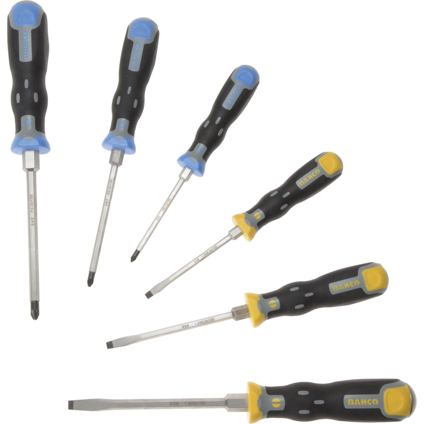 Image of Bahco Tekno 6 Piece Slotted and Pozi Screwdriver Set with Through Shank