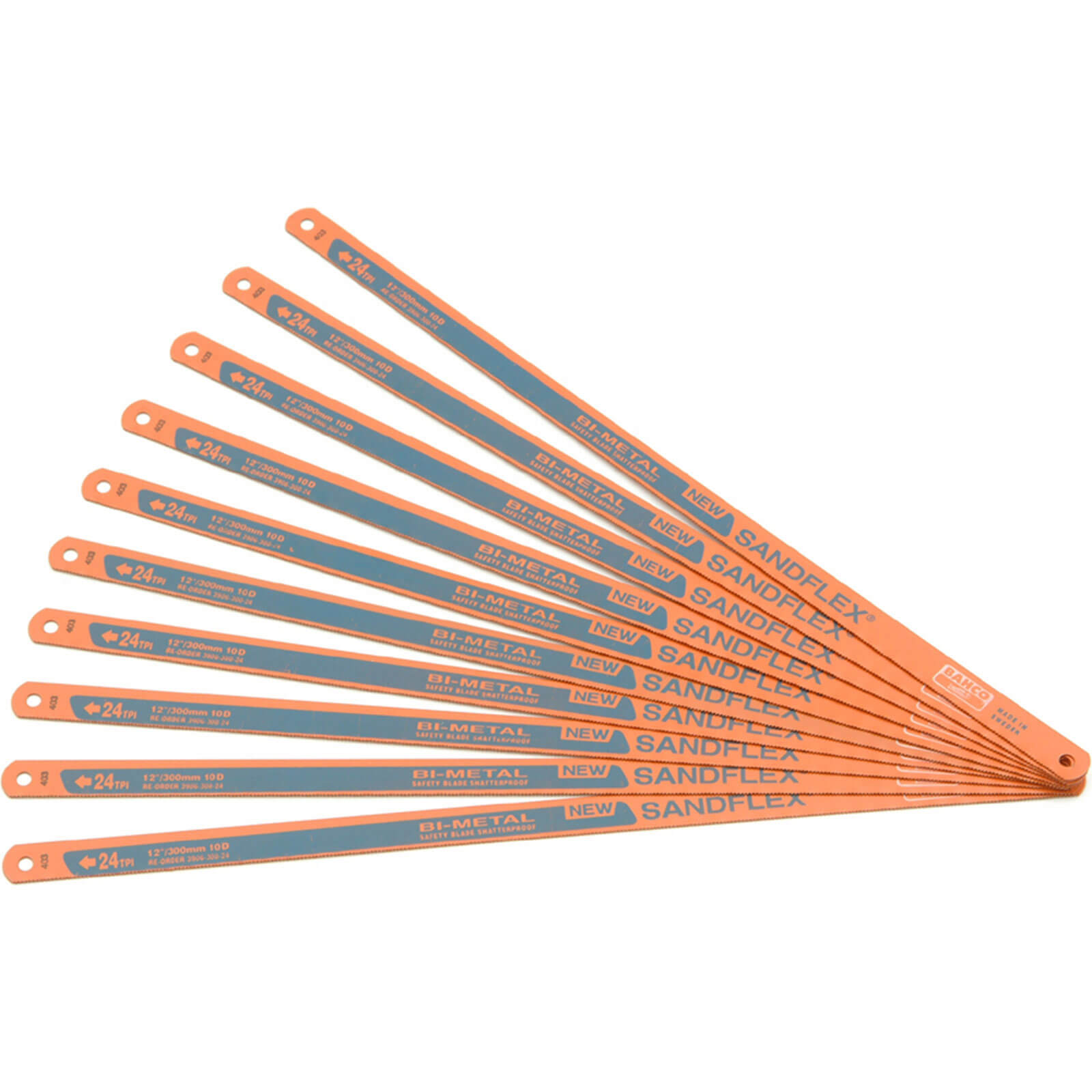 Image of Bahco Sandflex Hacksaw Blades 12 x 24tpi Pack 10