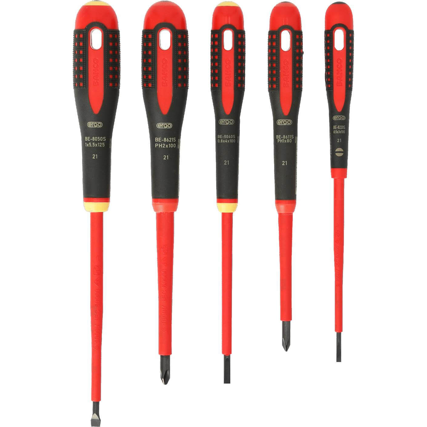 Image of Bahco 6 Piece VDE Insulated Ergo Phillips and Slotted Screwdriver Set