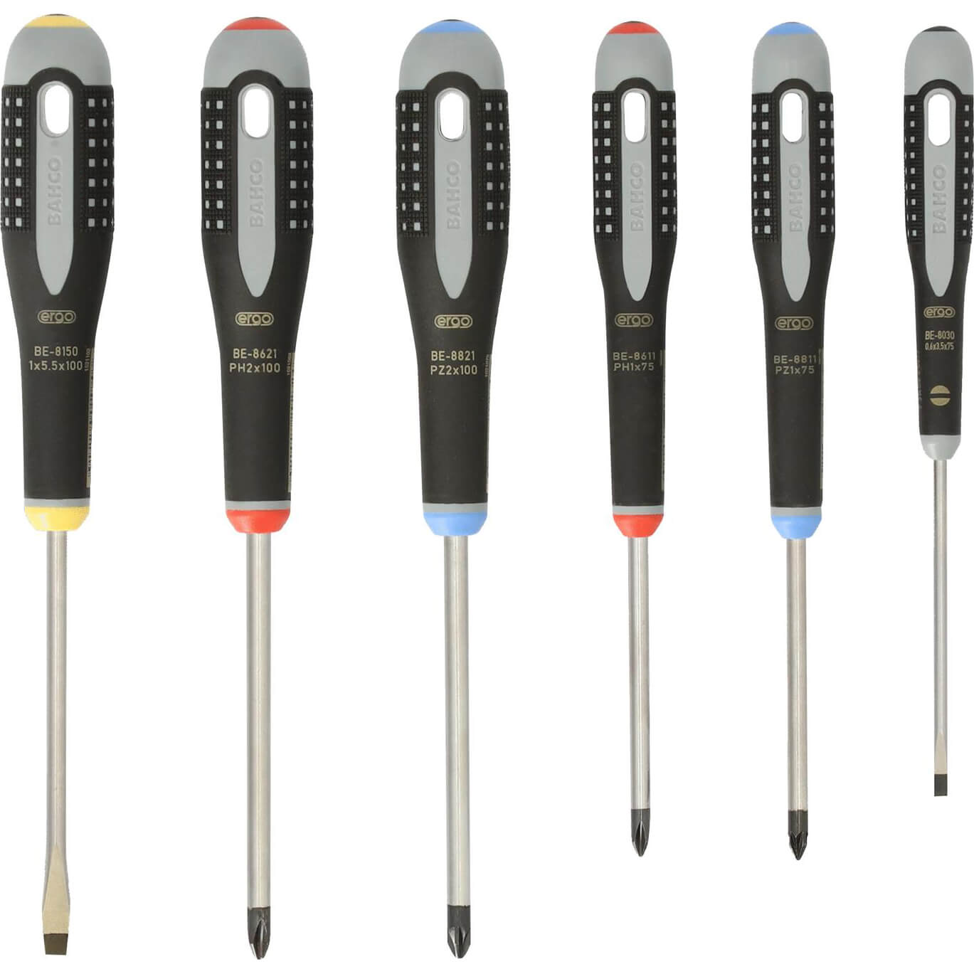 Image of Bahco 6 Piece Ergo Screwdriver Set Phillips Pozi Slotted