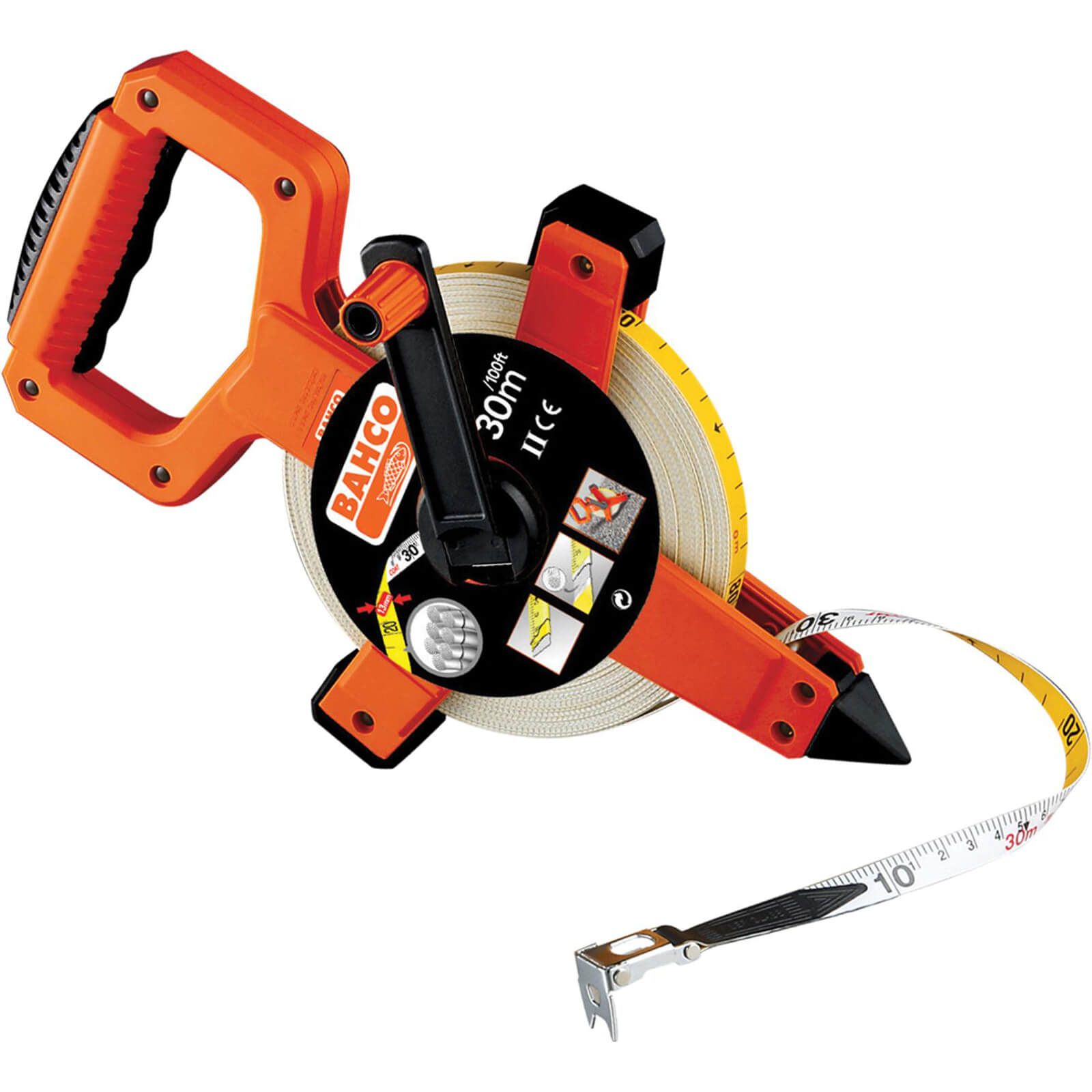 Image of Bahco Open Reel Fibreglass 30 Metre 100 Feet Long Tape Measure