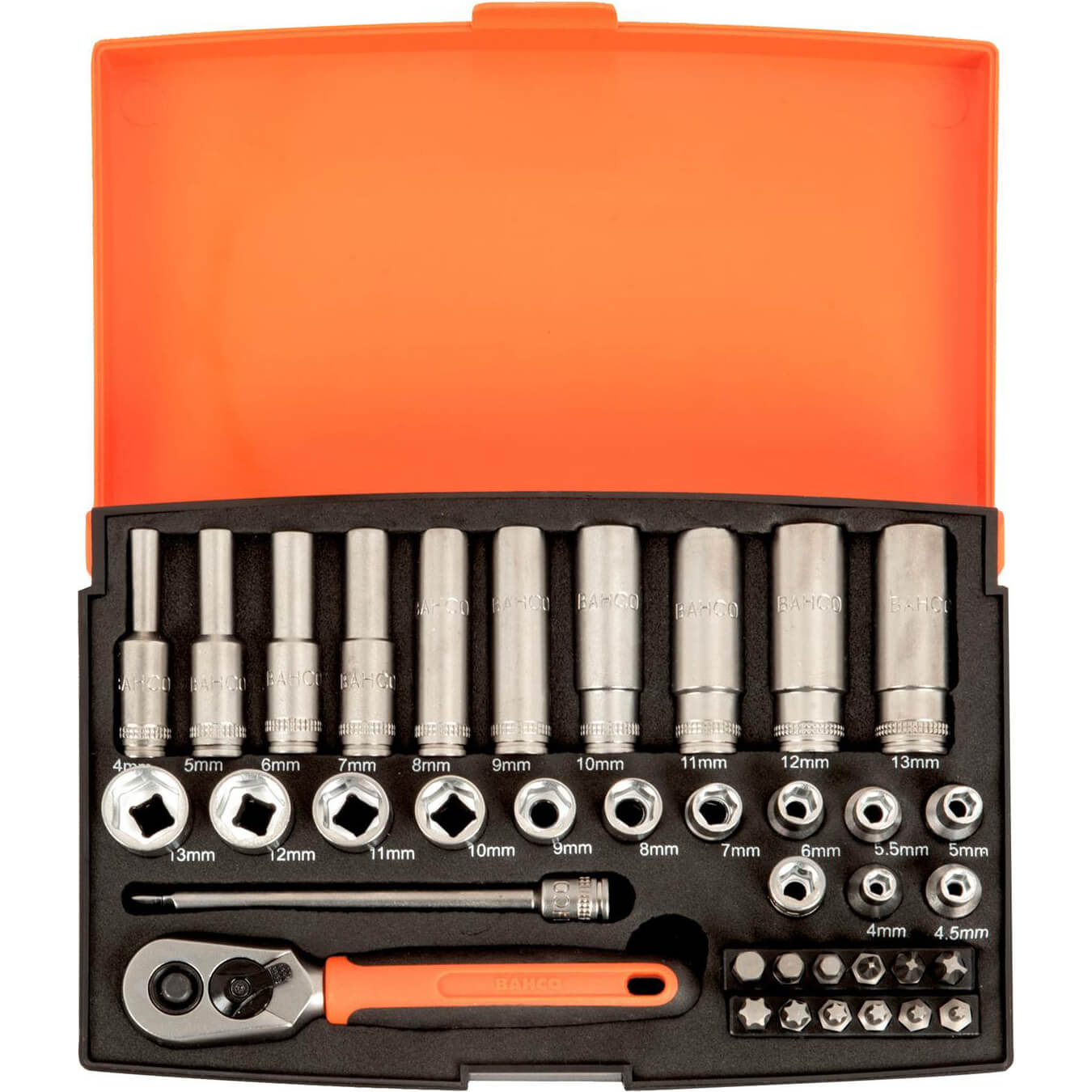 Image of Bahco SL25L 37 Piece 14 Drive Deep Socket and Bit Set Metric