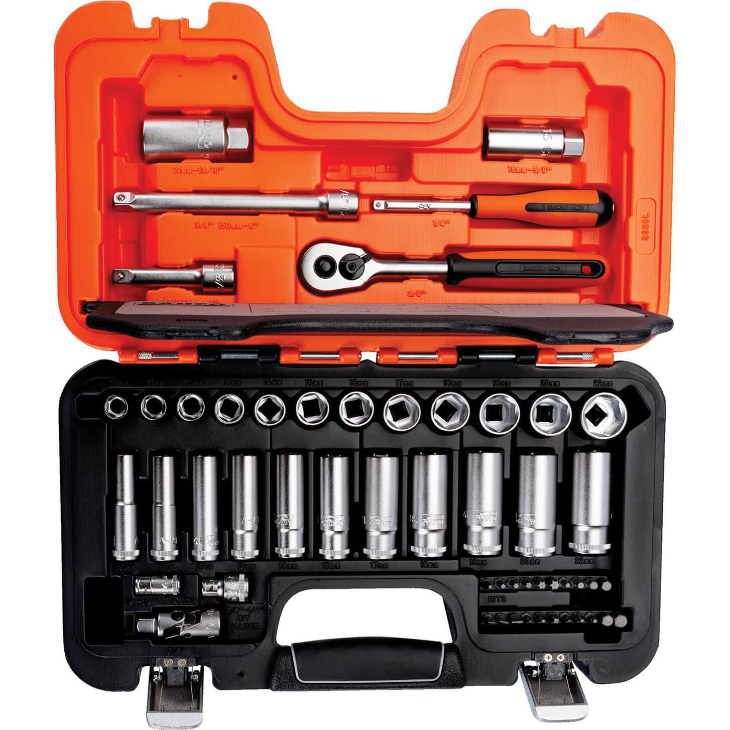 Image of Bahco S330L 53 Piece 14 and 38 Drive Deep Socket and Bit Set Metric