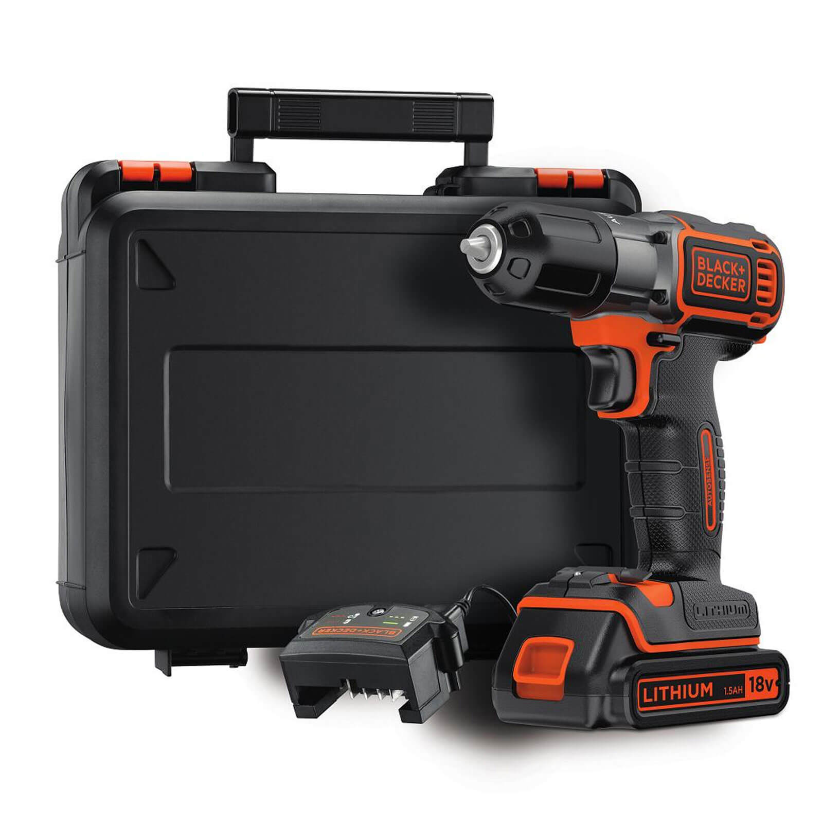 Image of Black and Decker ASD184K 18v Cordless AutoSense Drill Driver with 1 Lithium Ion Battery 15ah in Kitbox