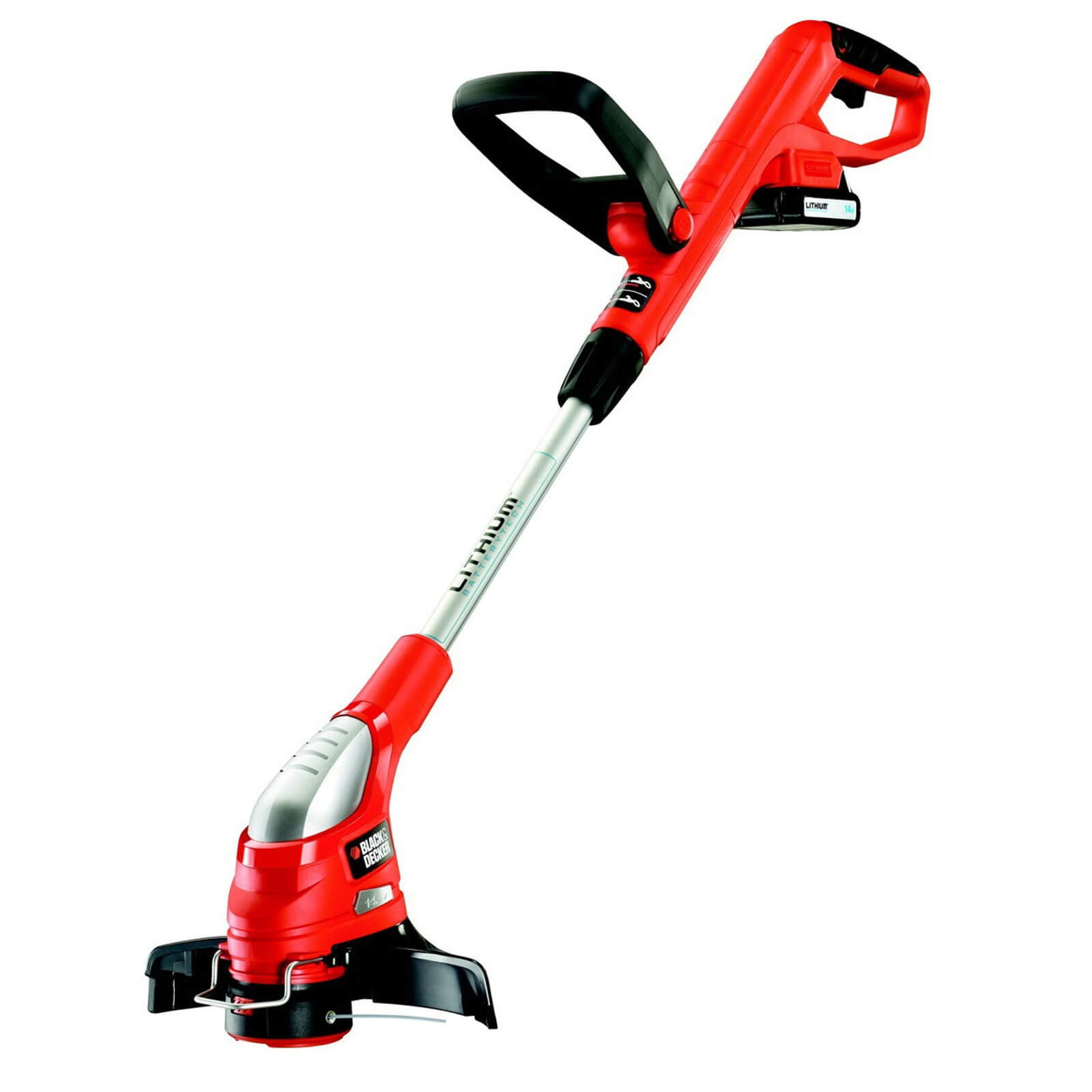 Image of Black and Decker GLC1423L 144v Cordless Telescopic Grass Trimmer 230mm Cut with 1 Lithium Ion Battery 11ah