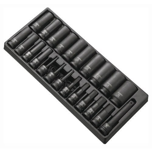 Image of Britool 25 Piece 12 Drive Deep Hex Impact Socket and Socket Bit Set in Module Tray