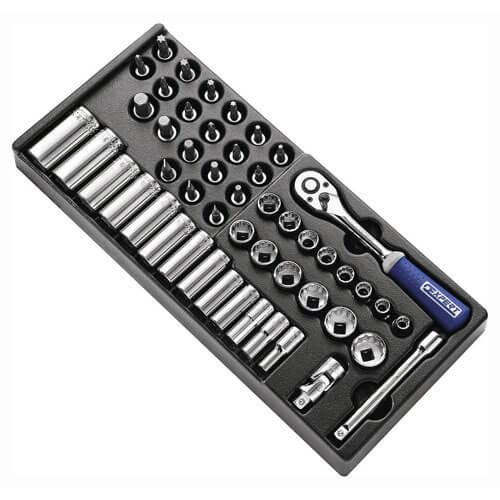 Image of Britool 50 Piece 38 Drive Socket and Screwdriver Set Metric in Module Tray