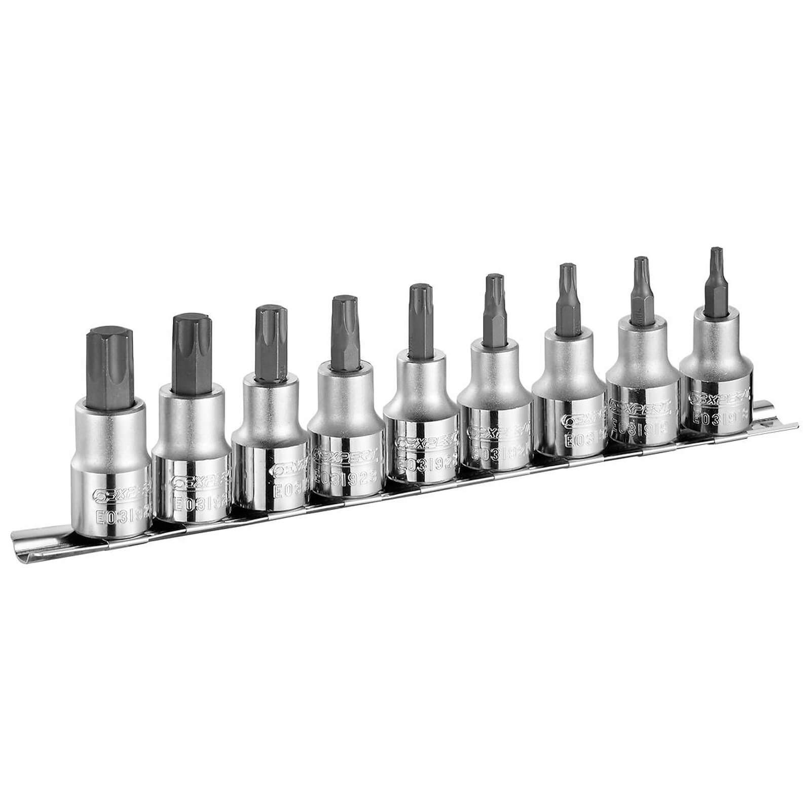 Image of Britool 9 Piece 12 Drive Torx Socket Bit Set T20 T60