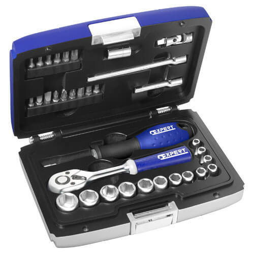 Image of Britool 34 Piece 14 Drive Socket and Accessory Set Metric