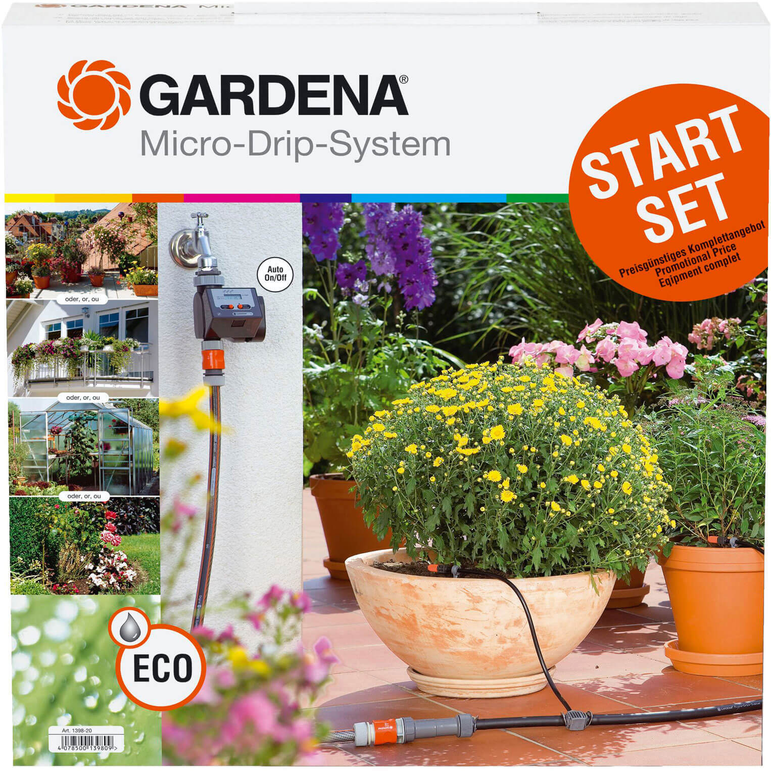 Image of Gardena Micro Drip System Starter Set with Computer Water Timer C14E