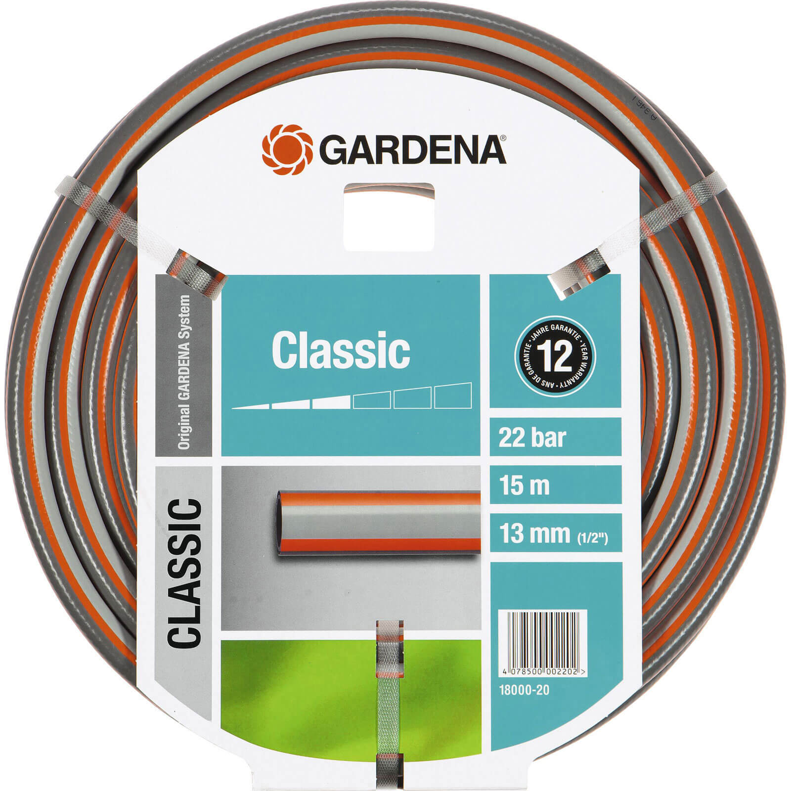 Image of Gardena 15 Metre Classic Hose Pipe 125mm 12