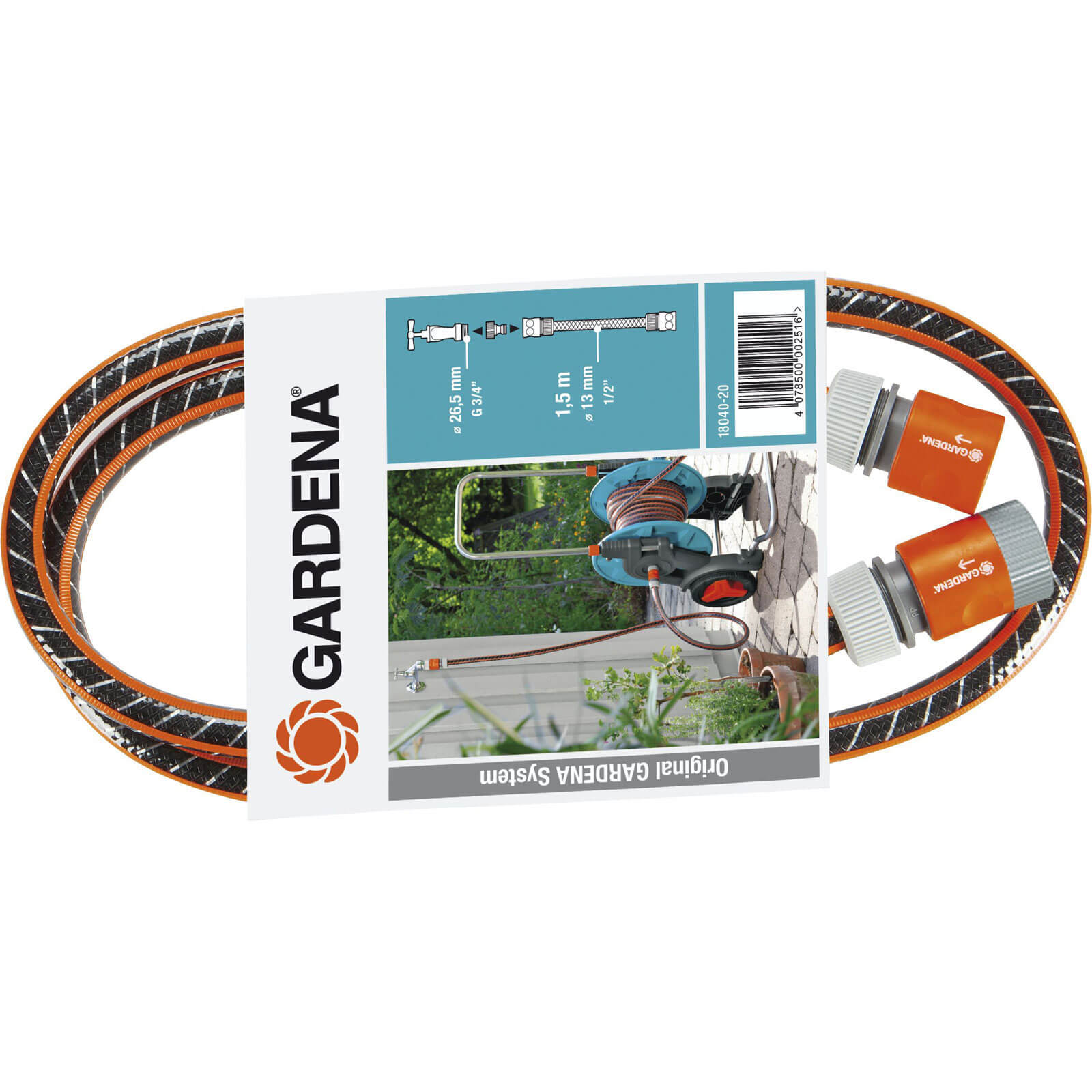 Image of Gardena 15 Metre FLEX Hose Pipe with Connectors 125mm 12