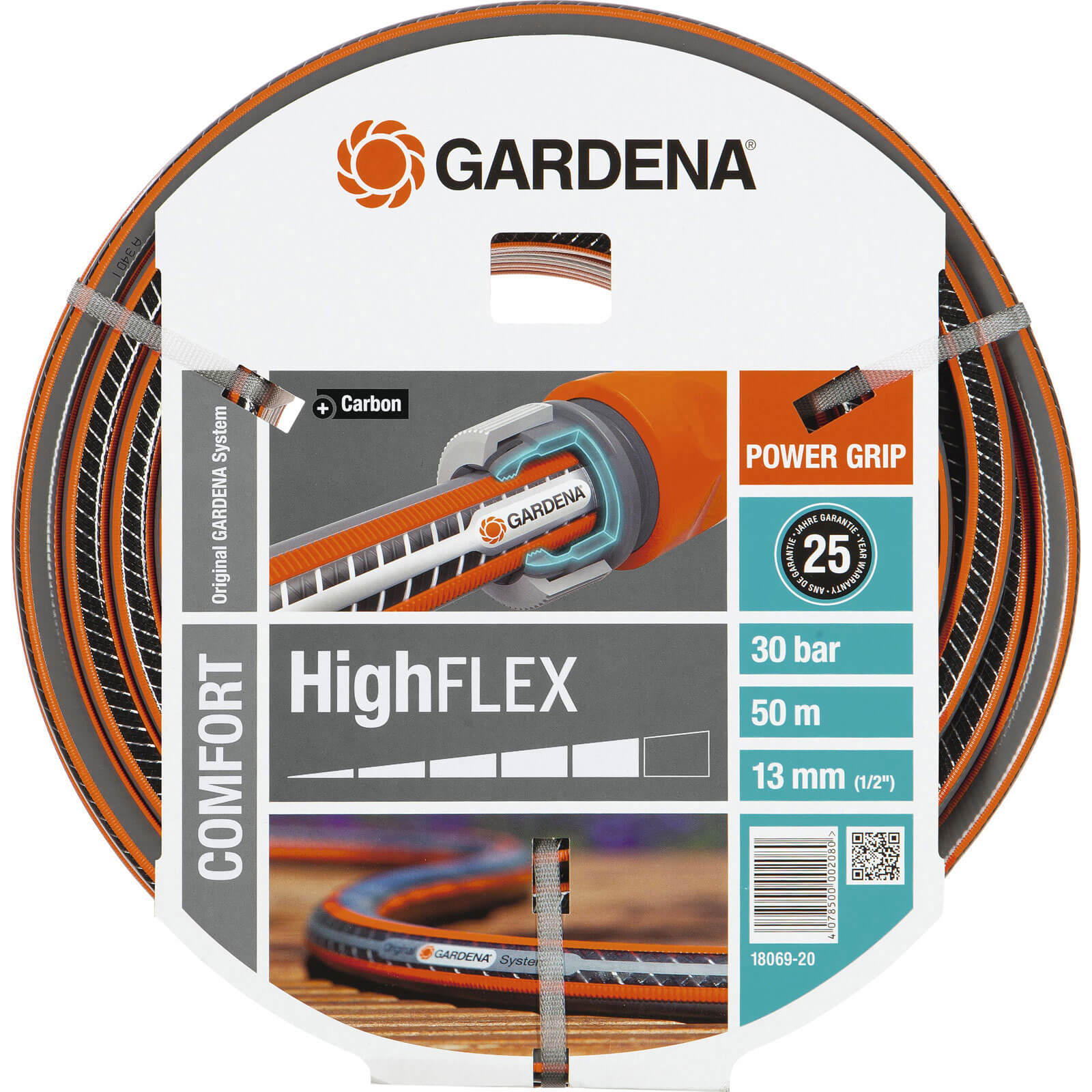 Image of Gardena 50 Metre Comfort HighFLEX Hose Pipe 125mm 12