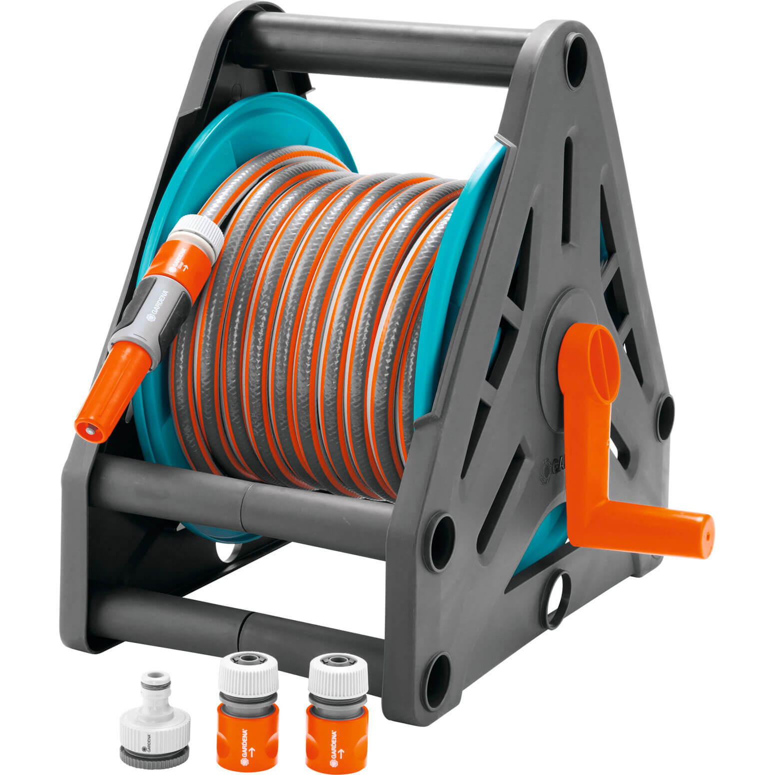 Image of Gardena 15 Metre Compact Hose Reel with 15 Metre Hose Pipe 13mm 12 and Connectors