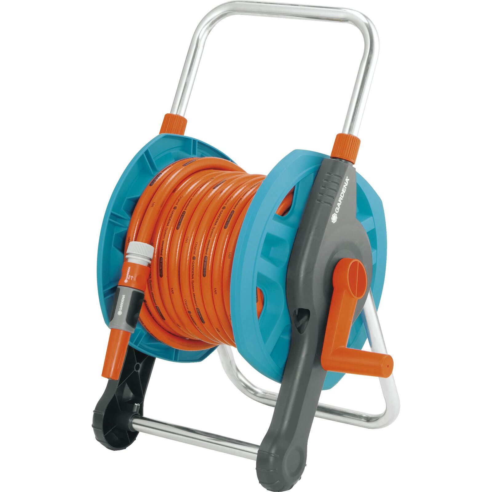 Image of Gardena 20 Metre Folding Compact Hose Reel with 20 Metre Classic Hose Pipe and Connectors 125mm 12