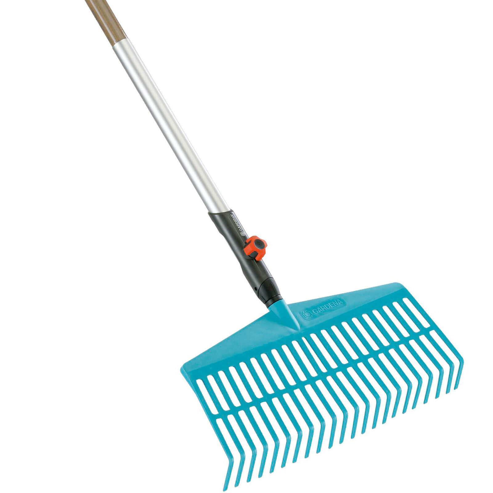 Image of Gardena Combisystem Lawn Rake with Wooden Handle 1300mm