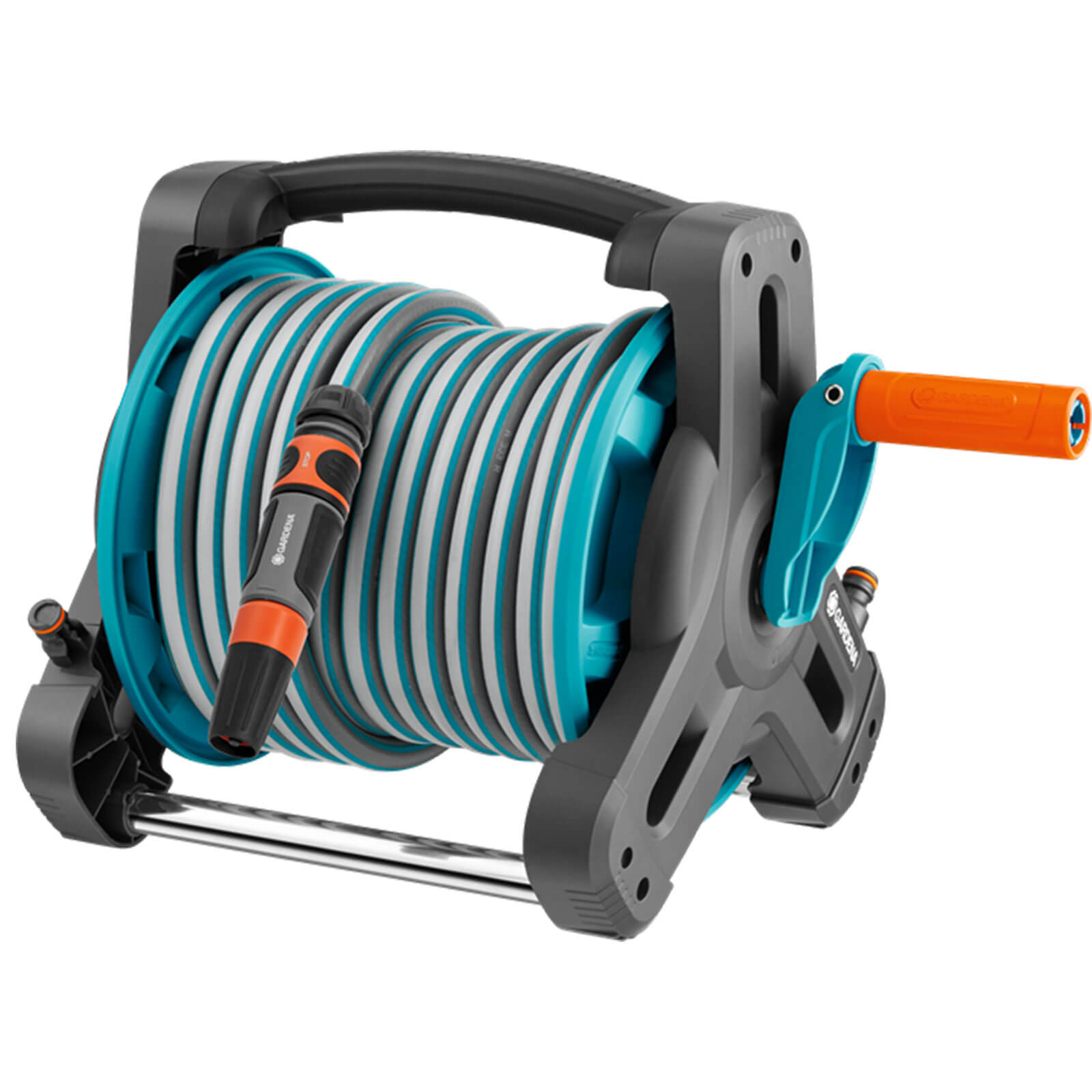 Image of Gardena 10 Metre Hose Reel with 10 Metre Classic Hose Pipe and Connectors 125mm 12