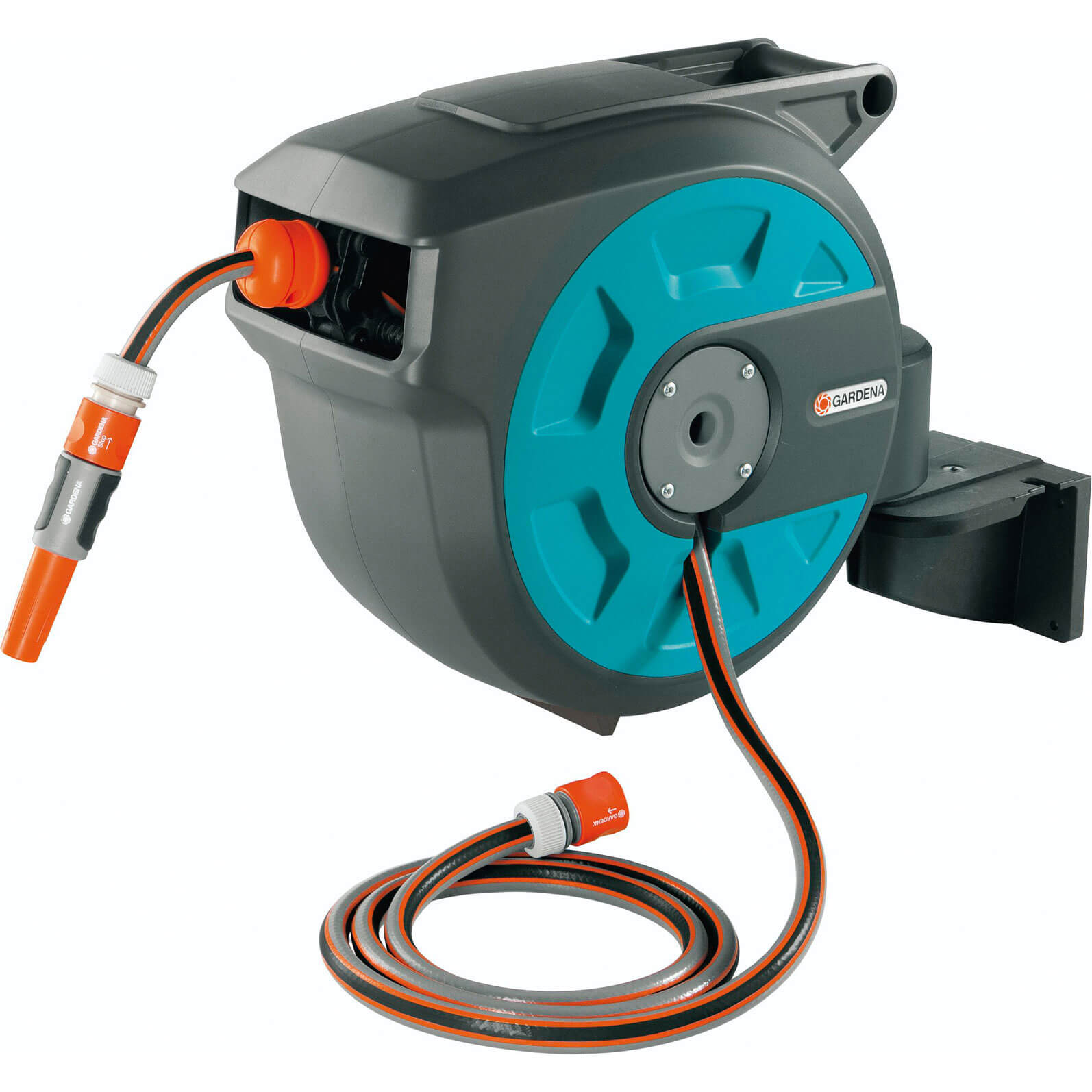 Image of Gardena 15 Metre Wall Mounted Auto Hose Reel with 15 Metre Hose Pipe 125mm 12