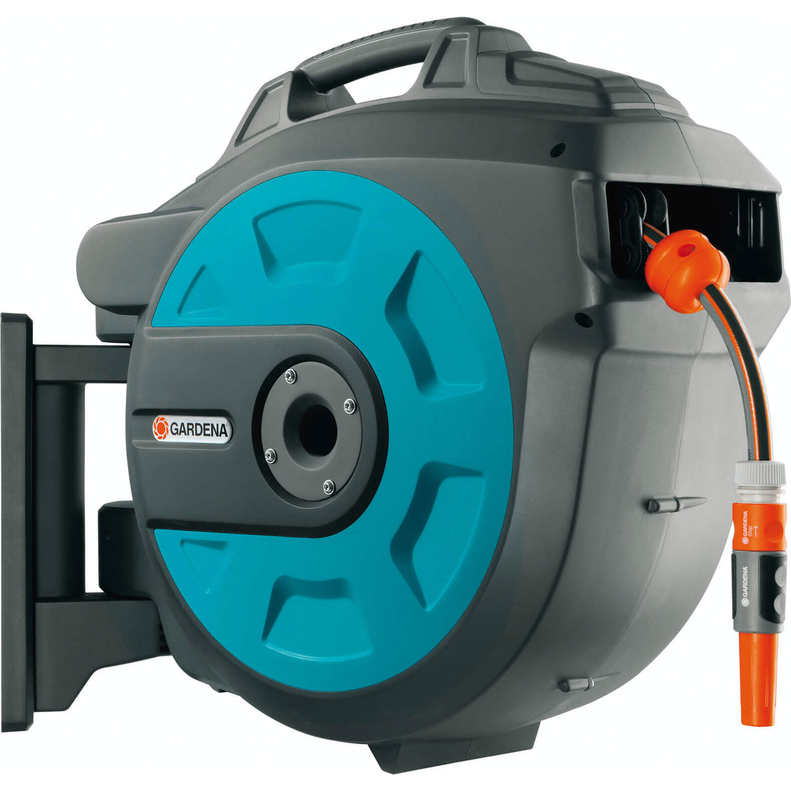 Image of Gardena 25 Metre Wall Mounted Auto Hose Reel with 25 Metre Hose Pipe 125mm 12