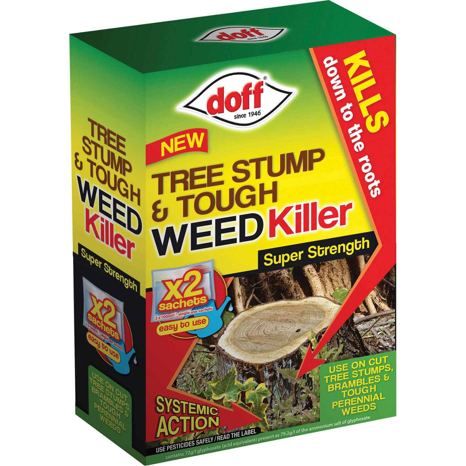 Image of Doff Tree Stump and Tough Weed Killer Pack of 2 Sachets