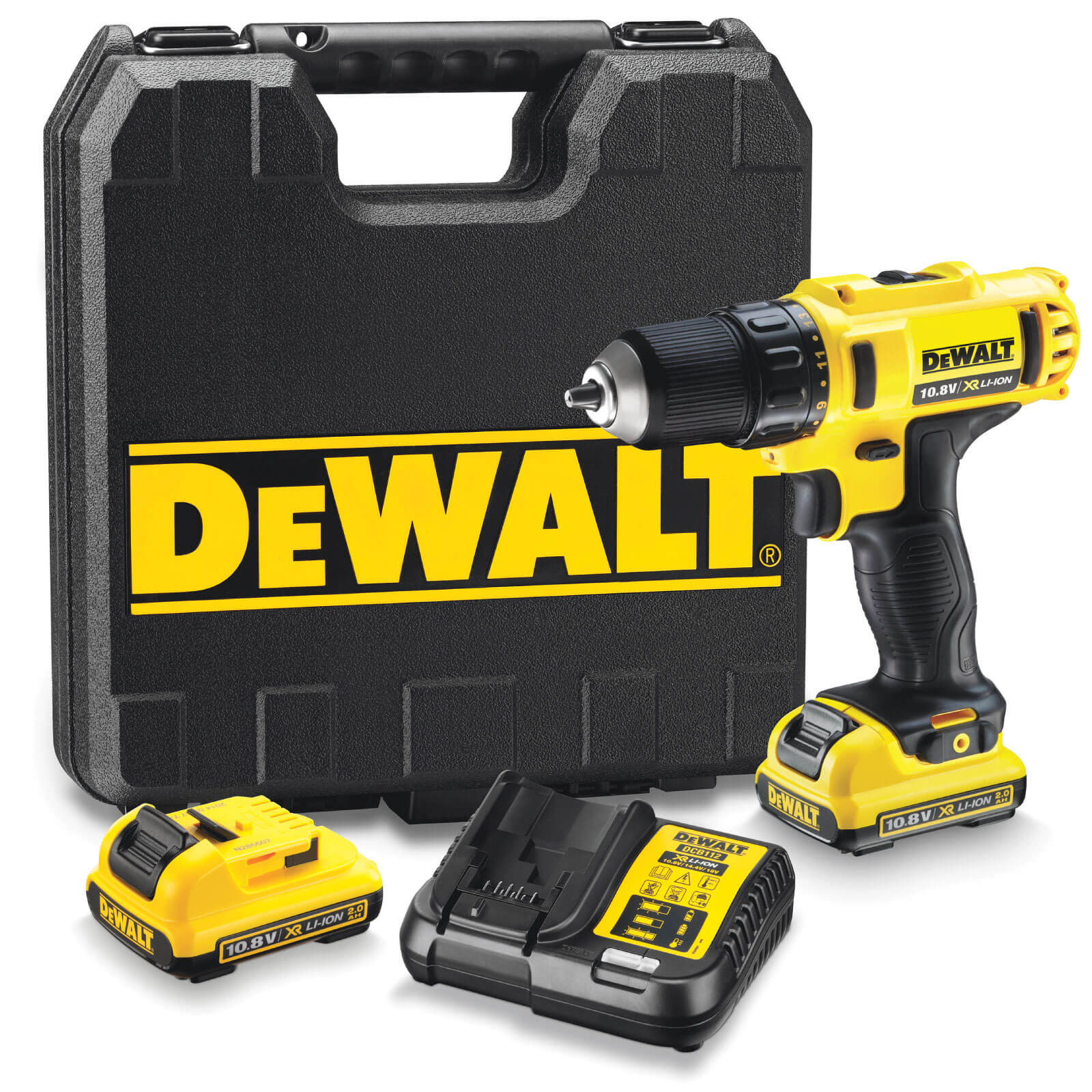 Image of Dewalt DCD710D2 108v Cordless Compact Drill Driver with 2 Lithium Ion Batteries 2ah