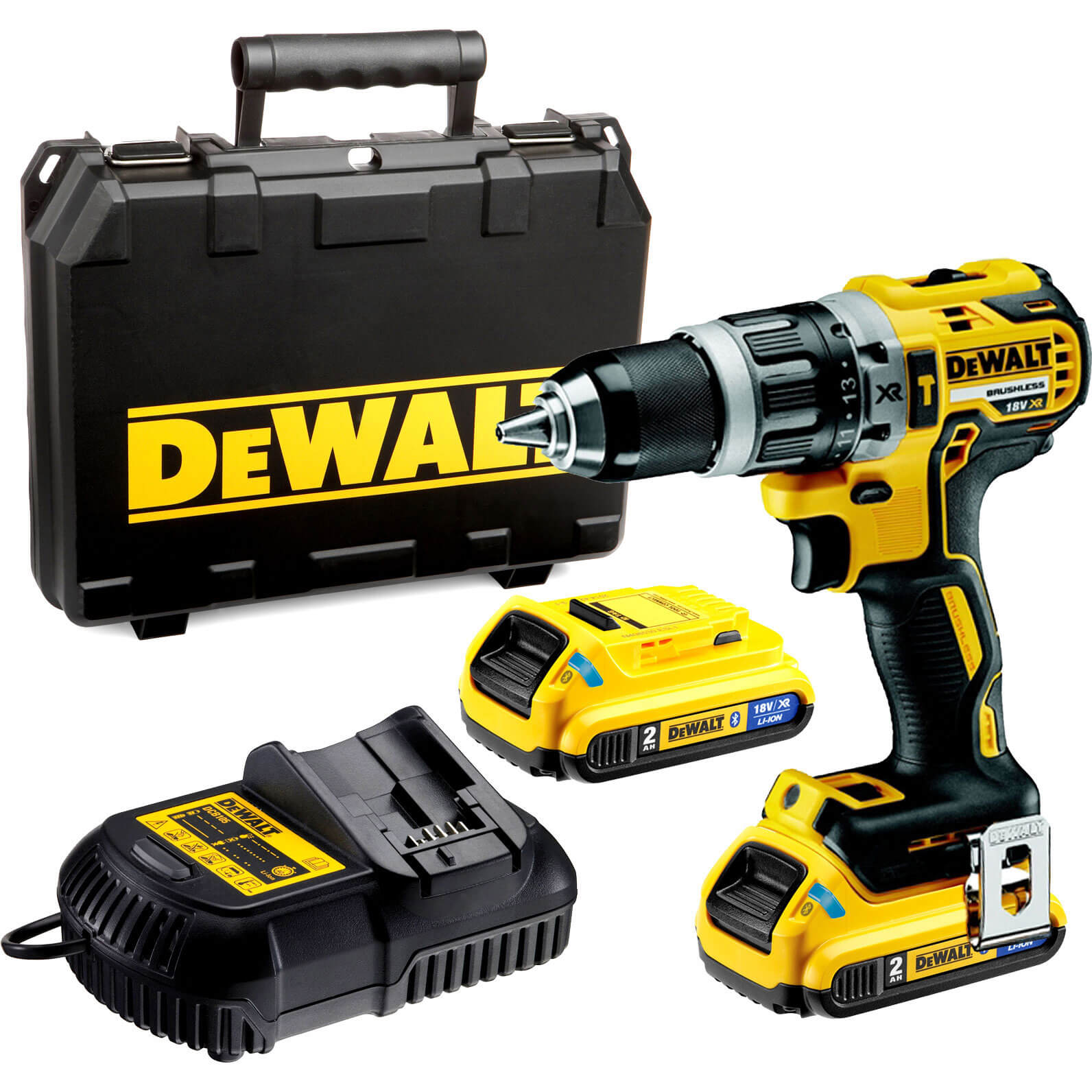 Image of DeWalt DCD796D2B 18v Cordless XR Brushless Combi Drill with 2 Bluetooth Lithium Ion Batteries 2ah