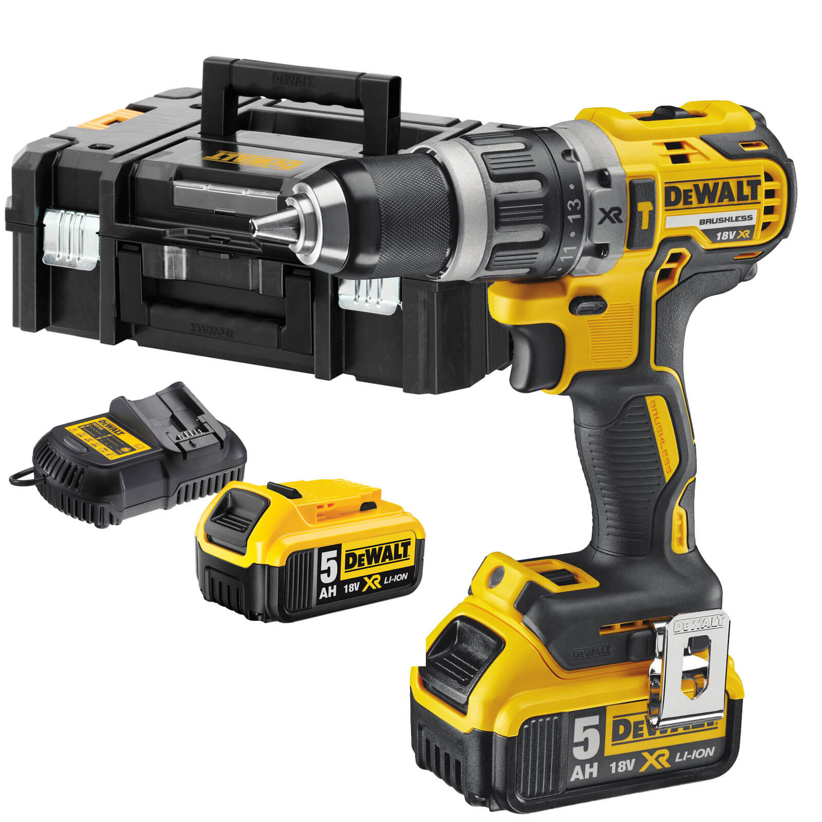 Image of DeWalt DCD796P2 18v Cordless XR Brushless Combi Drill with 2 Lithium Ion Batteries 5ah