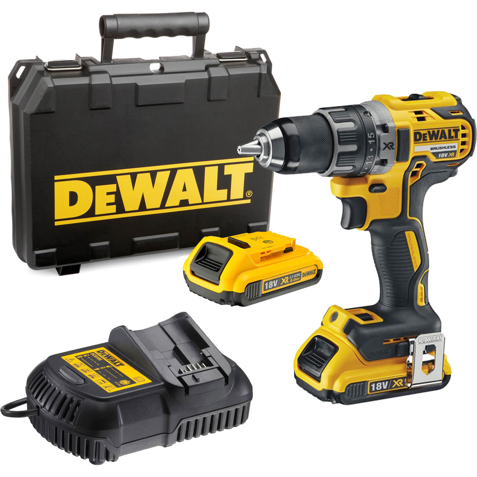 Image of DeWalt DCD791D2 18v Cordless XR Brushless Drill Driver with 2 Lithium Ion Batteries 2ah