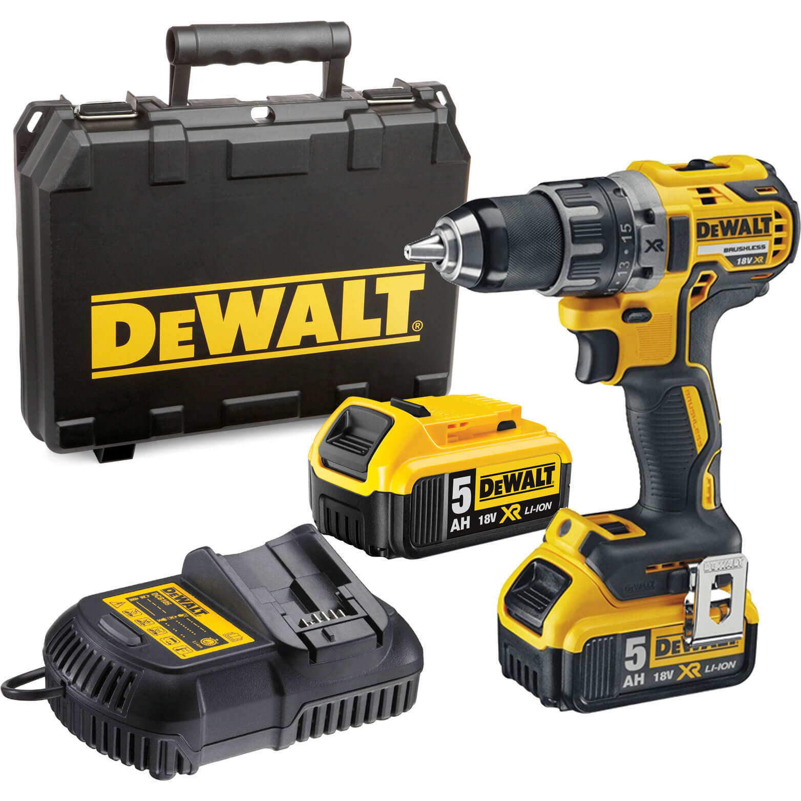 Image of DeWalt DCD791P2 18v Cordless XR Brushless Drill Driver with 2 Lithium Ion Batteries 5ah