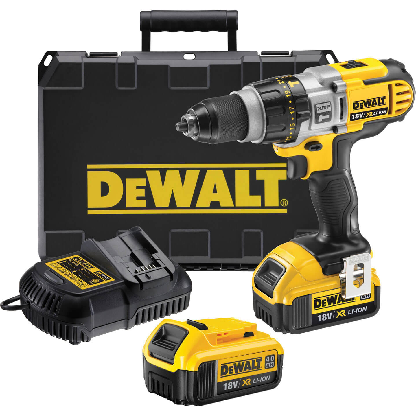 Image of DeWalt DCD985M2 18v Cordless XR Premium 3 Speed Combi Drill with 2 Lithium Ion Batteries 4ah